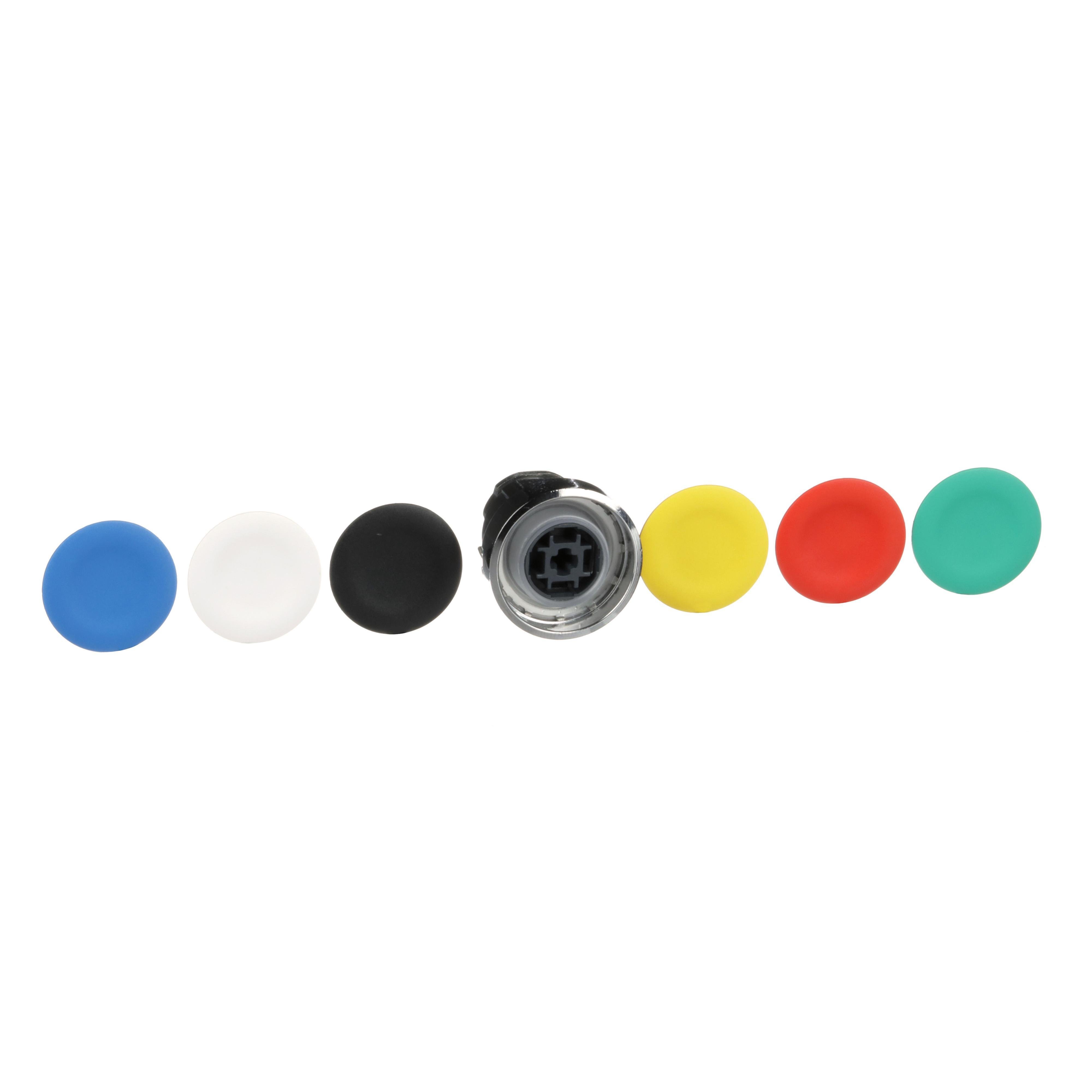 ZB4BA9 - Harmony, 22mm Push Button, flush push button head, spring return, black, green, red, white, yellow, blue, unmarked