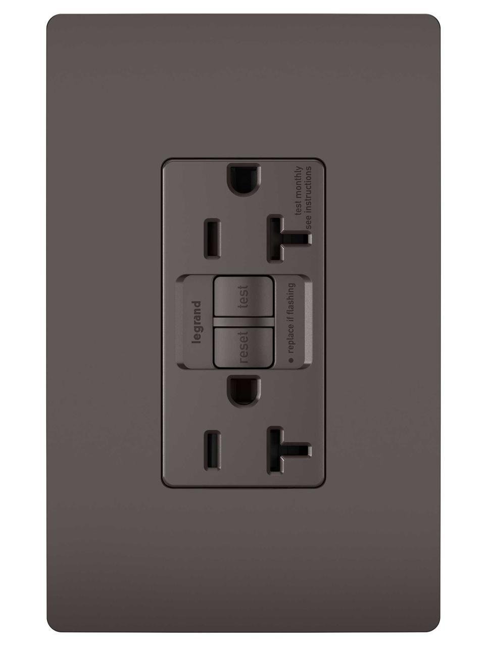 Picture of 2097-TR - radiant® Tamper-Resistant 20A Duplex Self-Test GFCI Receptacle with SafeLock® Protection, Brown