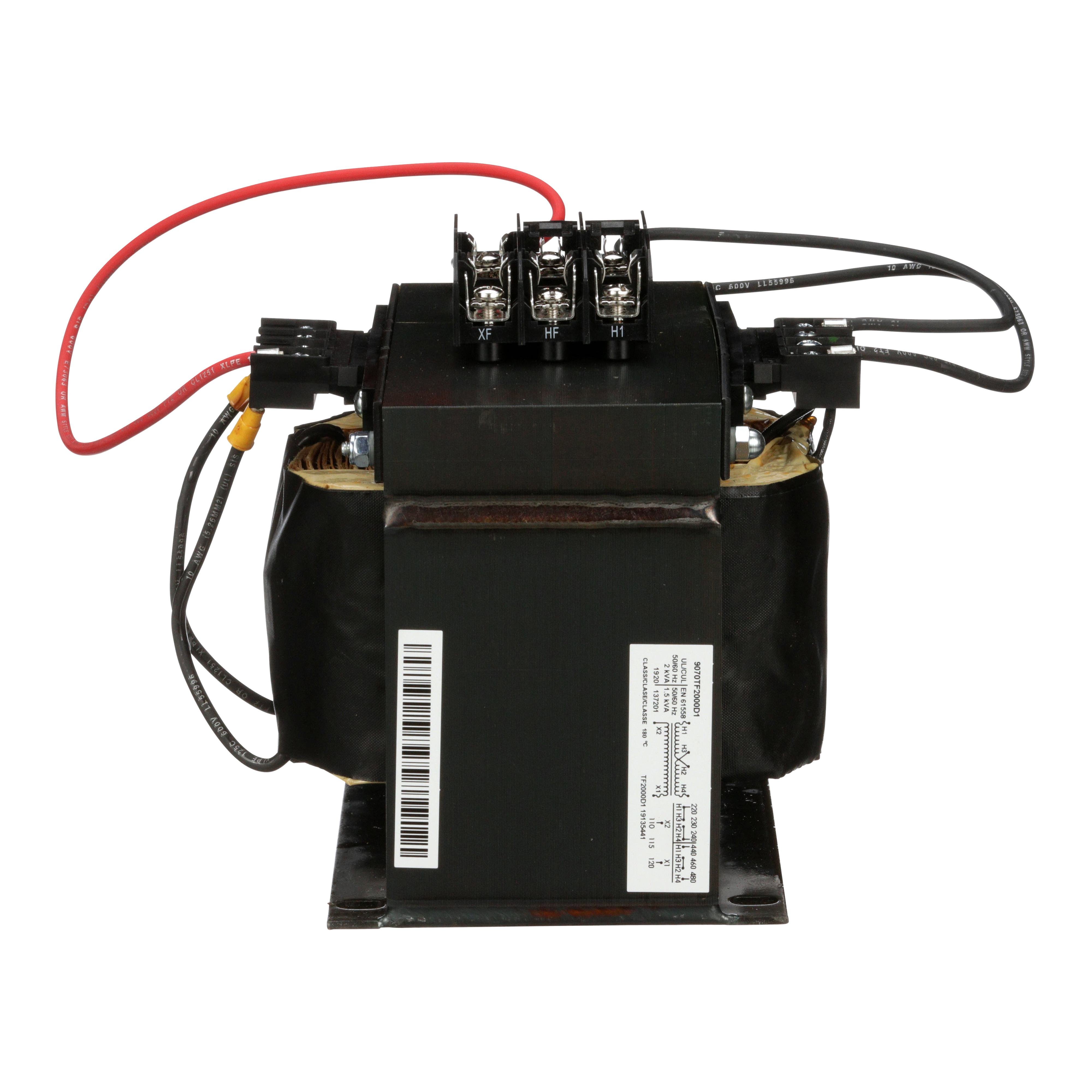 Picture of 9070TF2000D1 - Industrial control transformer, Type TF, 1 phase, 2000VA, 240x480V primary, 120V secondary, 50/60Hz