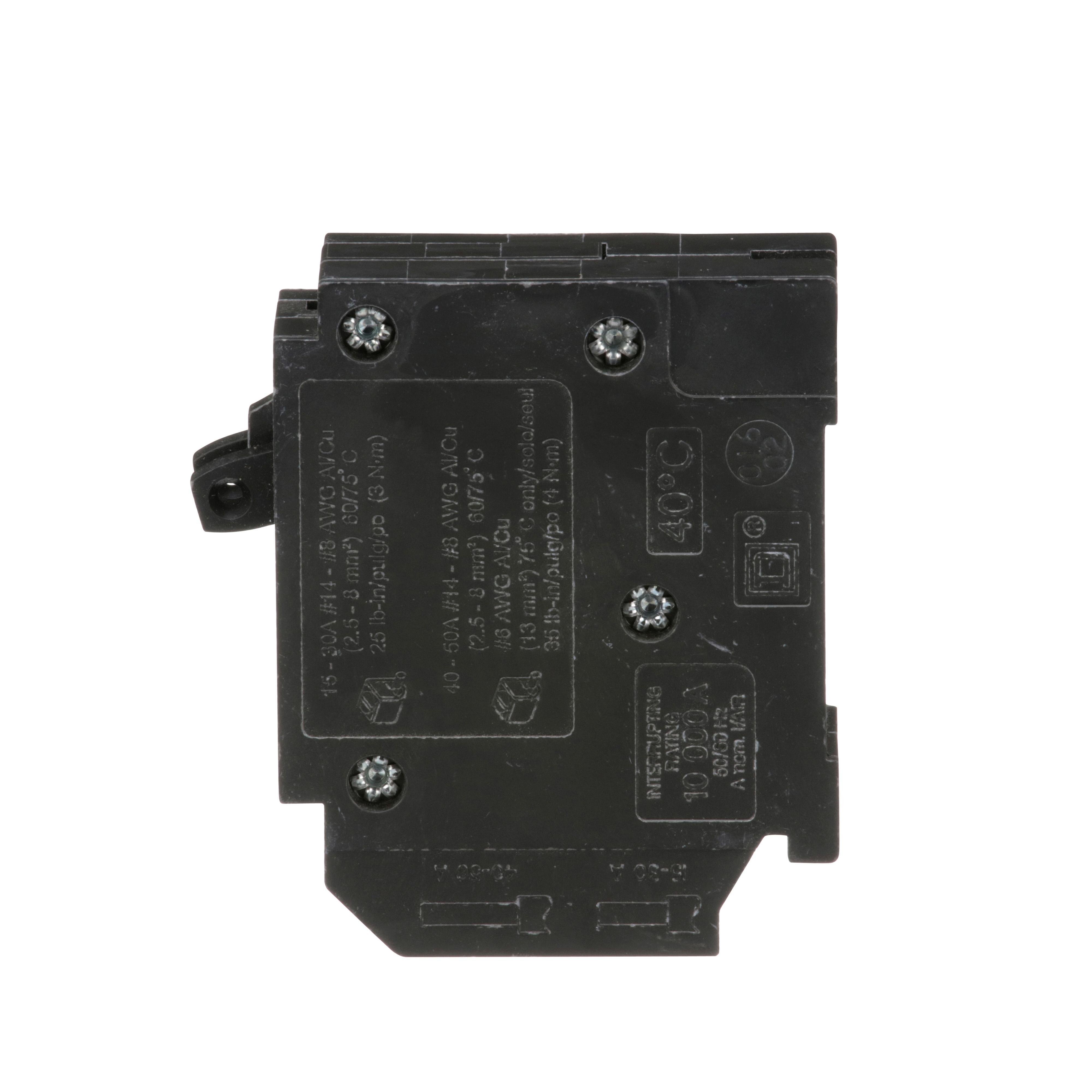 Picture of HOMT1515 - Tandem circuit breaker, Homeline, 2 x 1 pole at 15A, 120/240VAC, 10kA AIR, plug in, UL