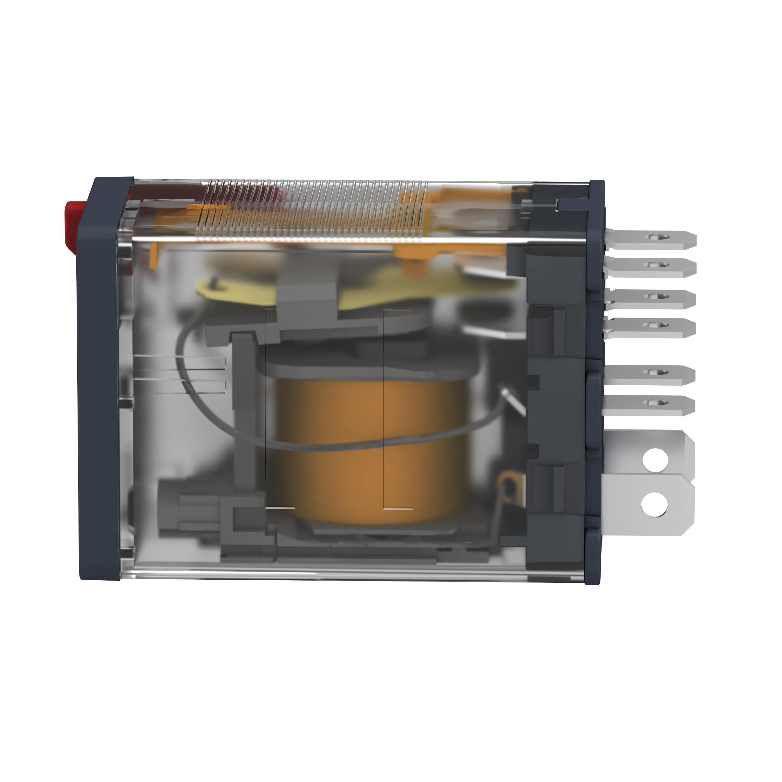 Picture of RPM21B7 - plug-in relay, Harmony electromechanical relays, 15A, 2CO, lockable test button, 24V AC
