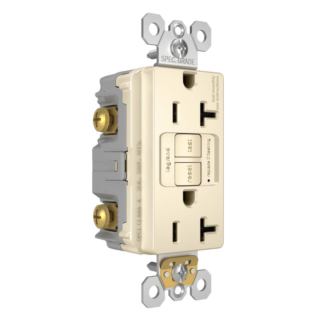 Picture of 2097-LA - radiant® 20A Duplex Self-Test GFCI Receptacles with SafeLock® Protection, Light Almond