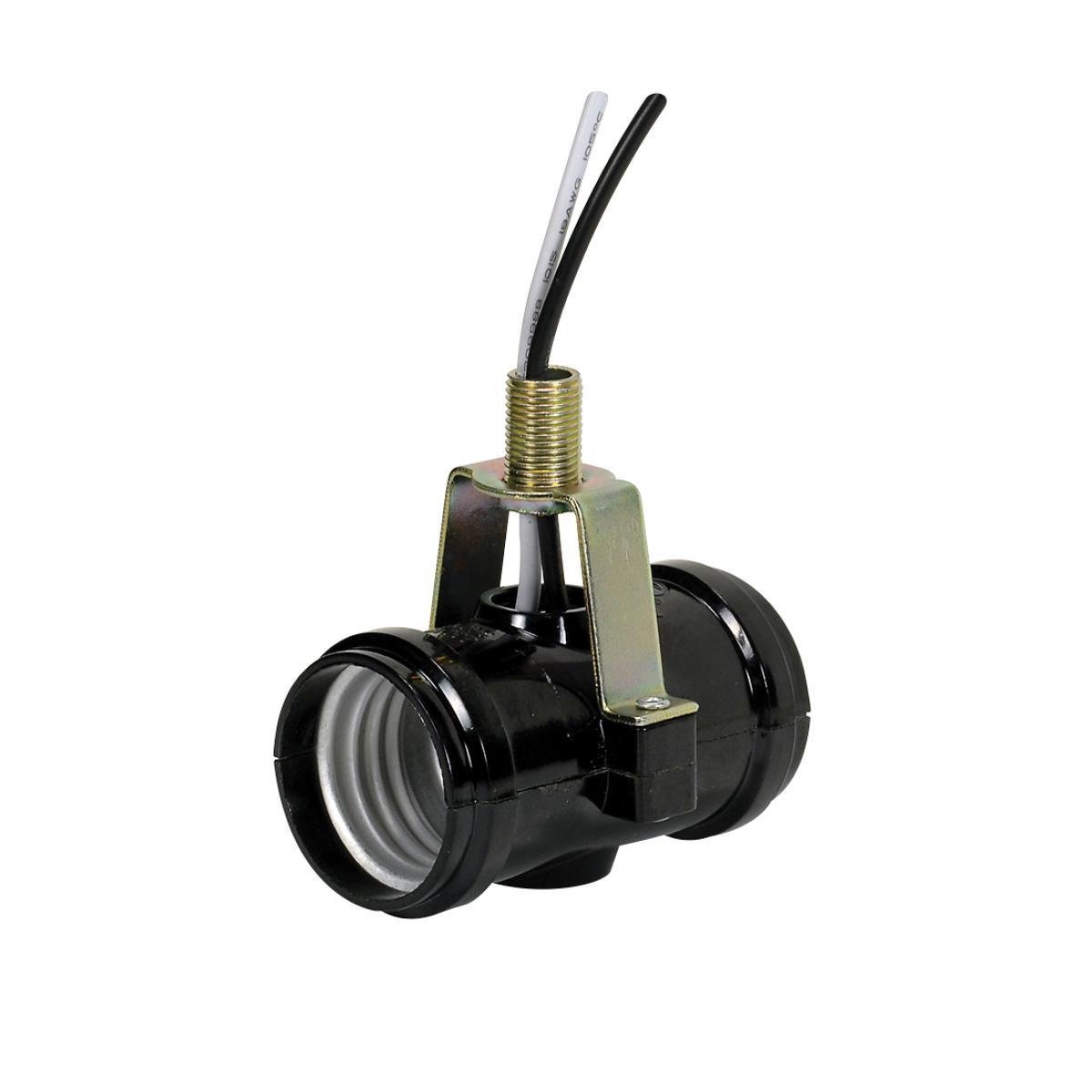 80-2267 - Phenolic Twin Cluster, 1-3/8" x 1/8 IP Threaded Top Bracket, 12" AWM B/W Leads 105C, 1/2" Nipple, 660W, 250V