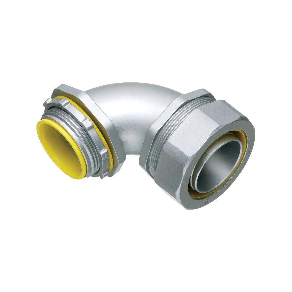 LT90250 - Straight, zinc die-cast connector for use with metallic or non metallic liquid tight conduit type B only. 2-1/2" Trade Size. 90 degrees.