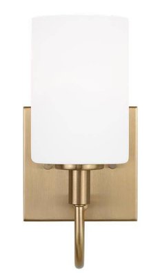 4157101-848 - Generation Lighting Oak Moore One Light Wall/Bath Sconce Satin Brass Black/White Cord (4157101-848)