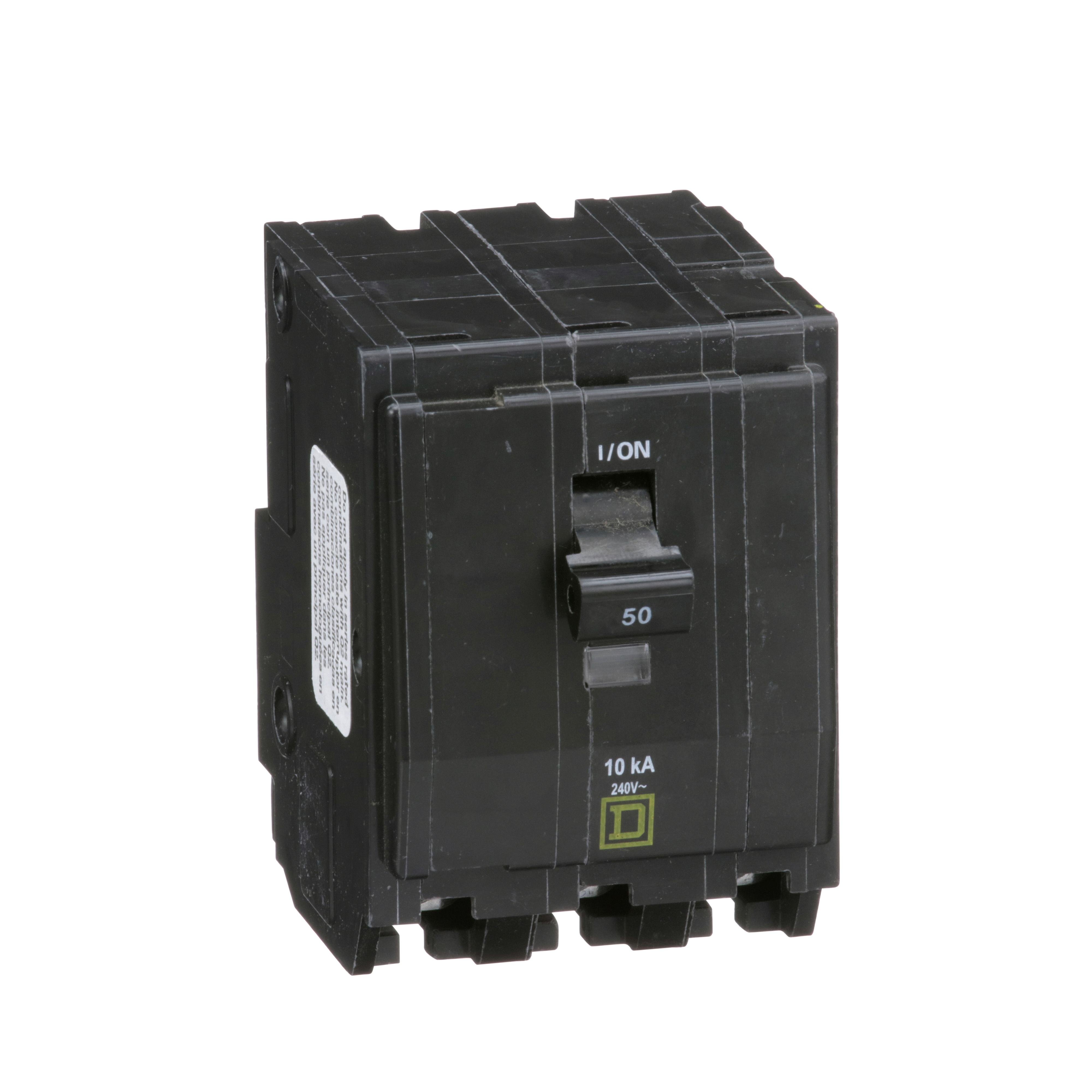 Picture of QO350 - Mini circuit breaker, QO, 50A, 3 pole, 120/240VAC, 10kA, plug in