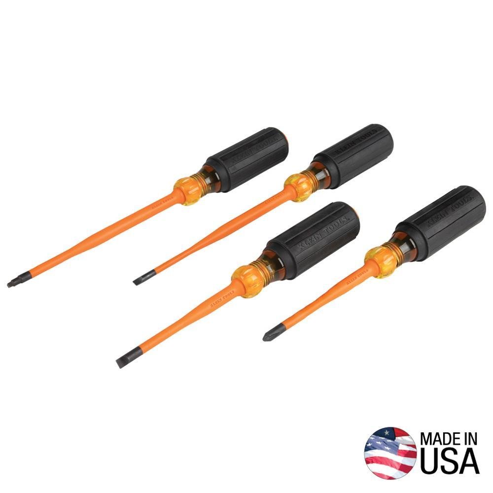 33734INS - Screwdriver Set, Slim-Tip Insulated Phillips, Cabinet, Square, 4-Piece