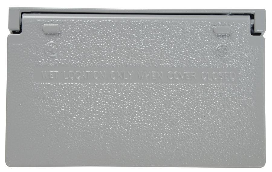 CA26-GH - Cast Weatherproof Decorator/GFCI Horizontal Cover, Self-Closing, Gray
