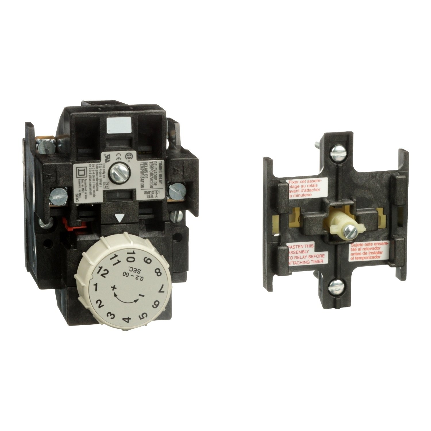 8501XTE1 - NEMA Control Relay, Type X, pneumatic timer attachment, one minute on delay, 10A resistive at 600 VAC, 1 NO and 1 NC