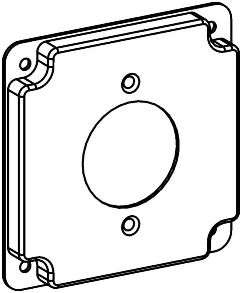 4406 - RAISED 1/2", 4" SQUARE (4S) 1.75" DIAMETER POWER OUTLET INDUSTRIAL COVER WITH CRUSHED CORNER