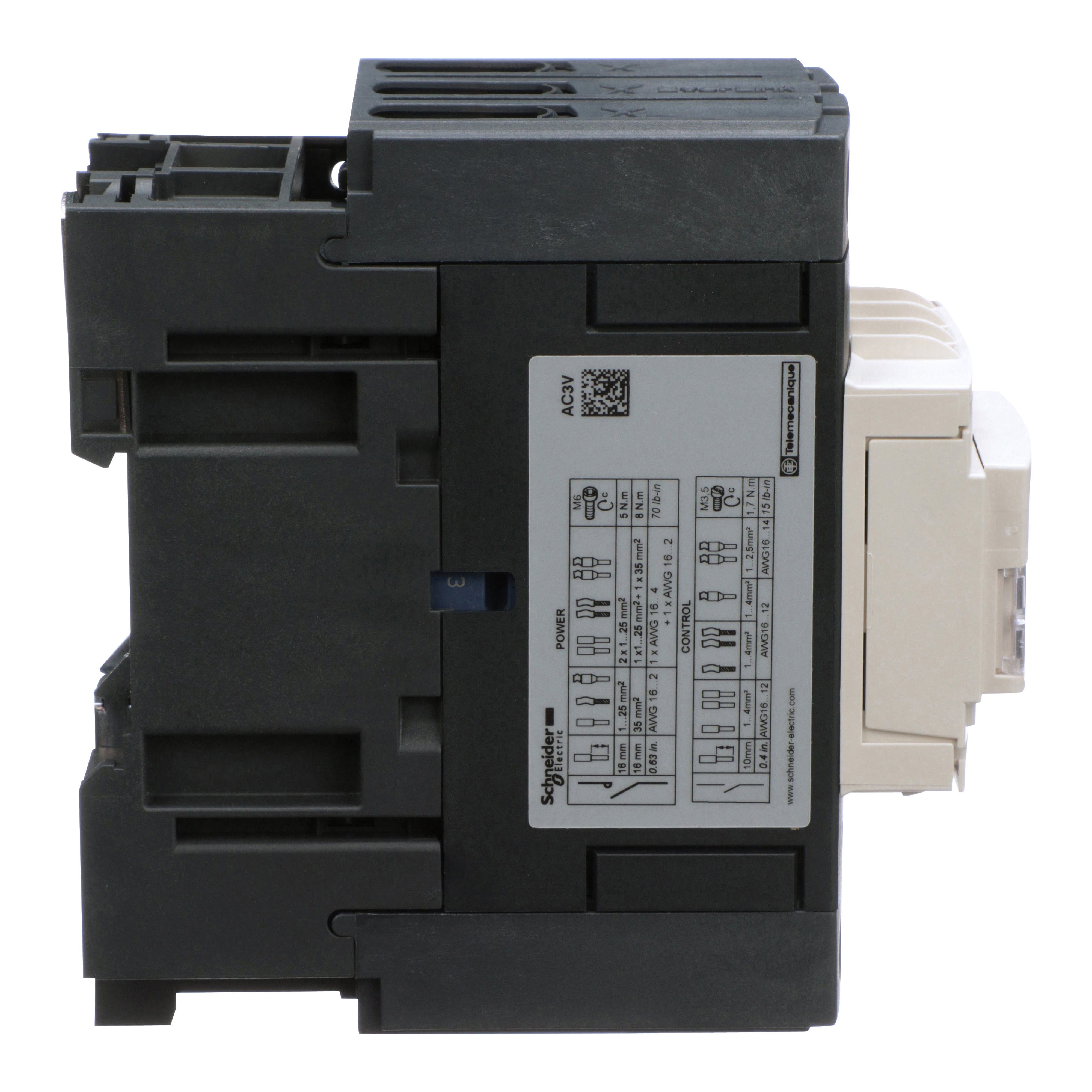 Picture of T02DN13G7 - Contactor, Tesys N Contactors, nonreversing, 3P, 3phase, 45A, 25HP at 460VAC, NEMA size 2, 120VAC 50/60Hz coil, open