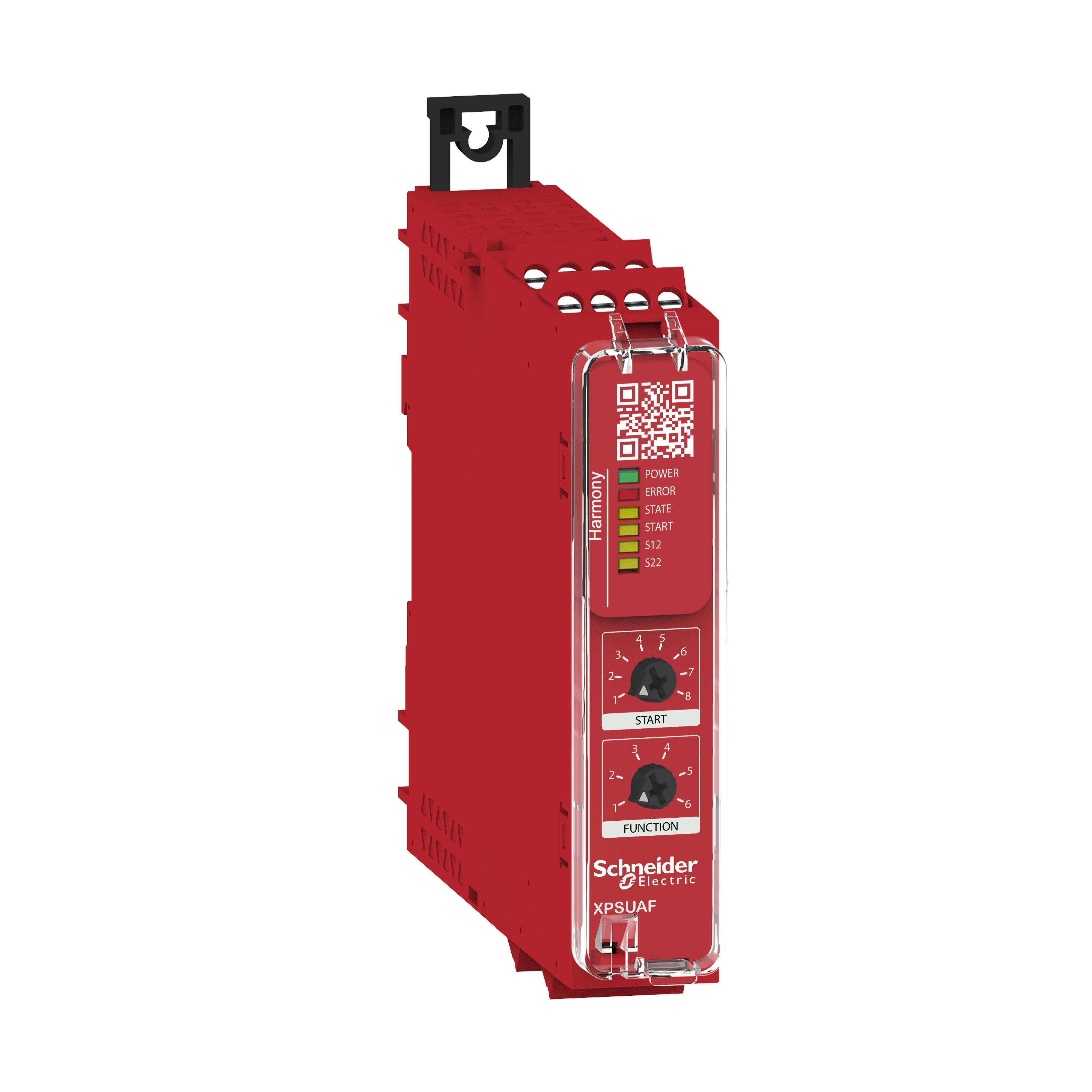 Picture of XPSUAF13AP - safety module, Harmony XPSU, Cat 4, potential free 2 NC, NO NC, 2 PNP, 24V AC or DC, screw