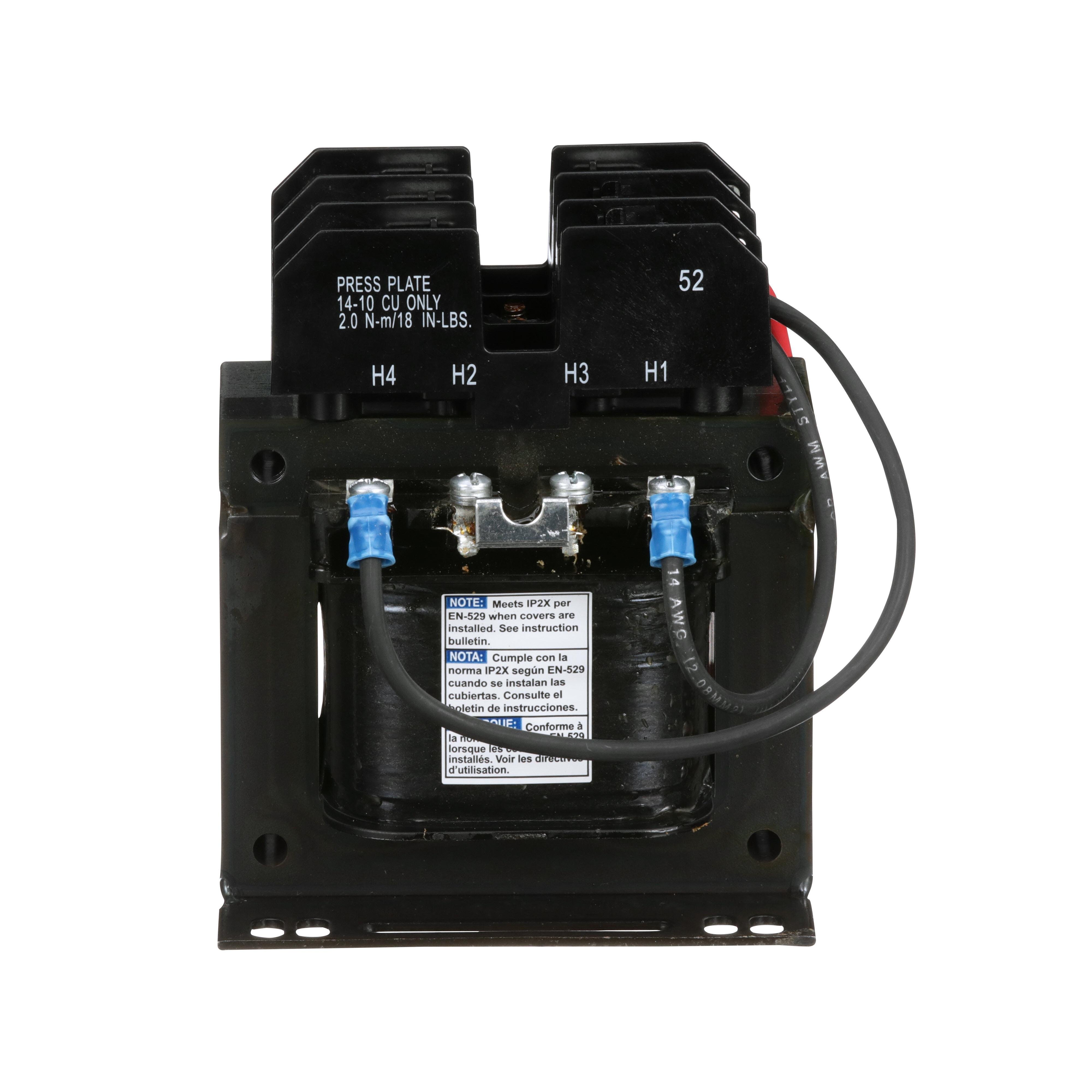 Picture of 9070TF200D1 - Industrial control transformer, Type TF, 1 phase, 200VA, 240x480V primary, 120V secondary, 50/60Hz