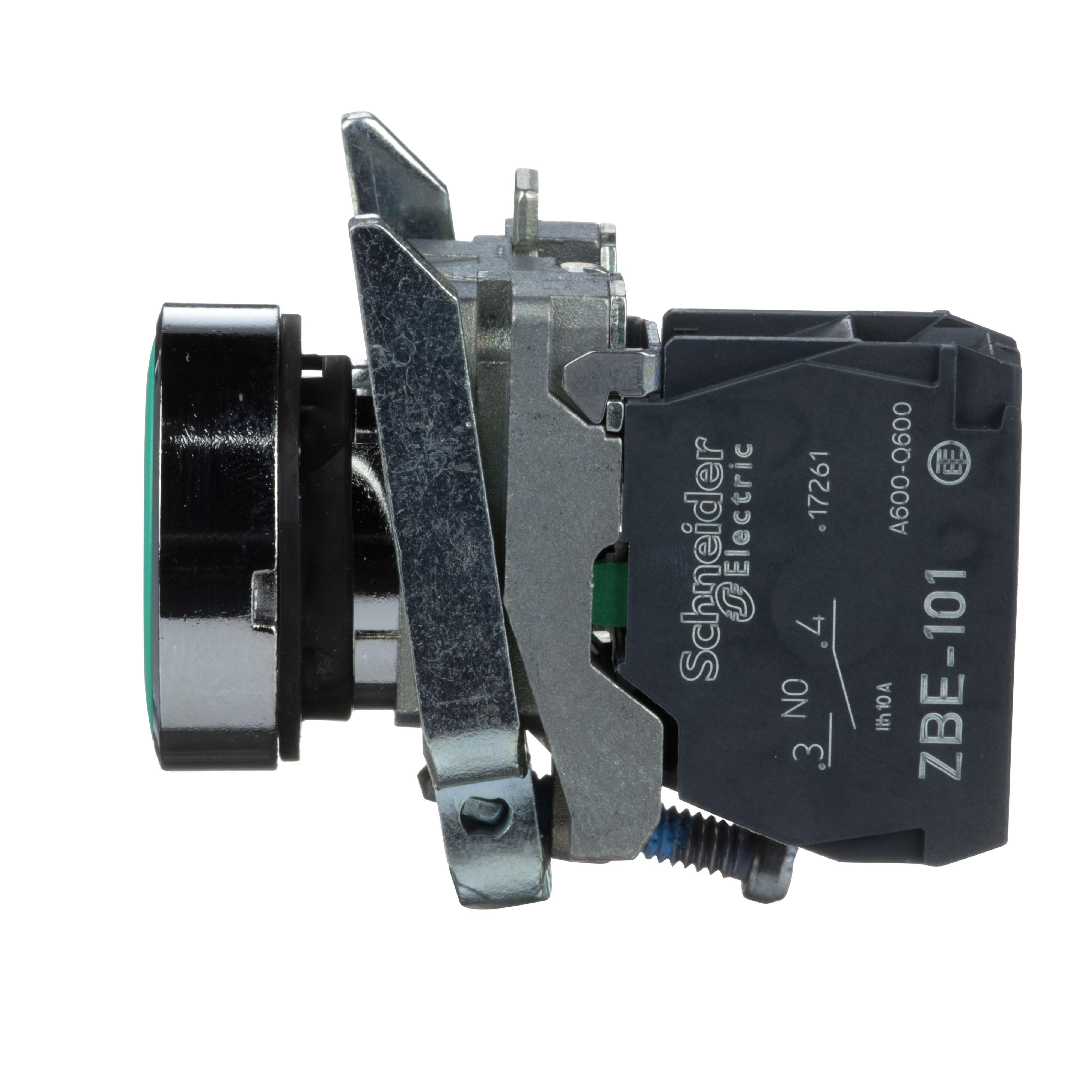 Picture of XB4BA31 - Harmony, 22mm push button, green flush, spring return, 1 NO, unmarked