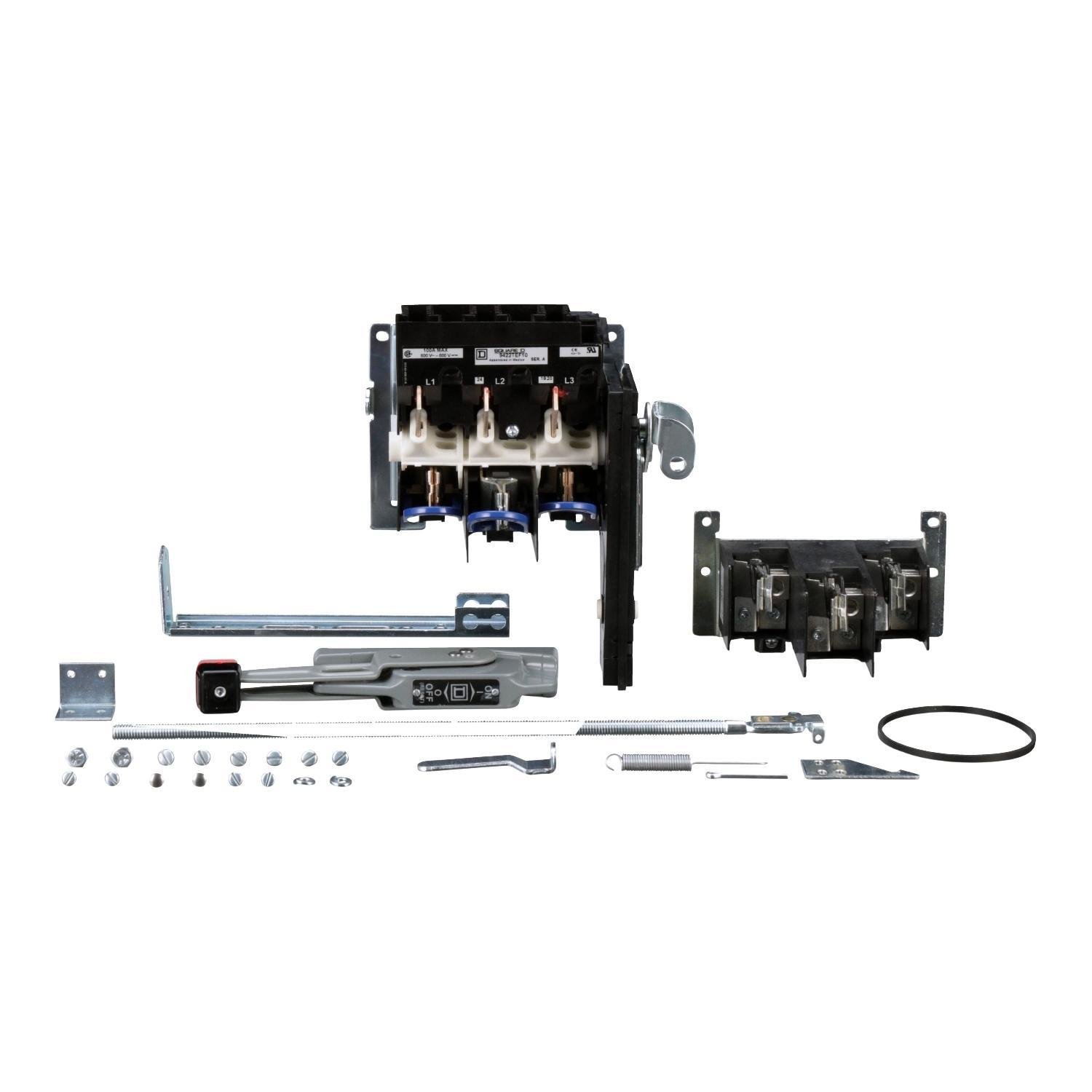 9422ATEF101 - Operating mechanism, flange mounted, variable depth, 100A, 600V, fuseholder, switch mechanism, 6 inch handle, NEMA 4