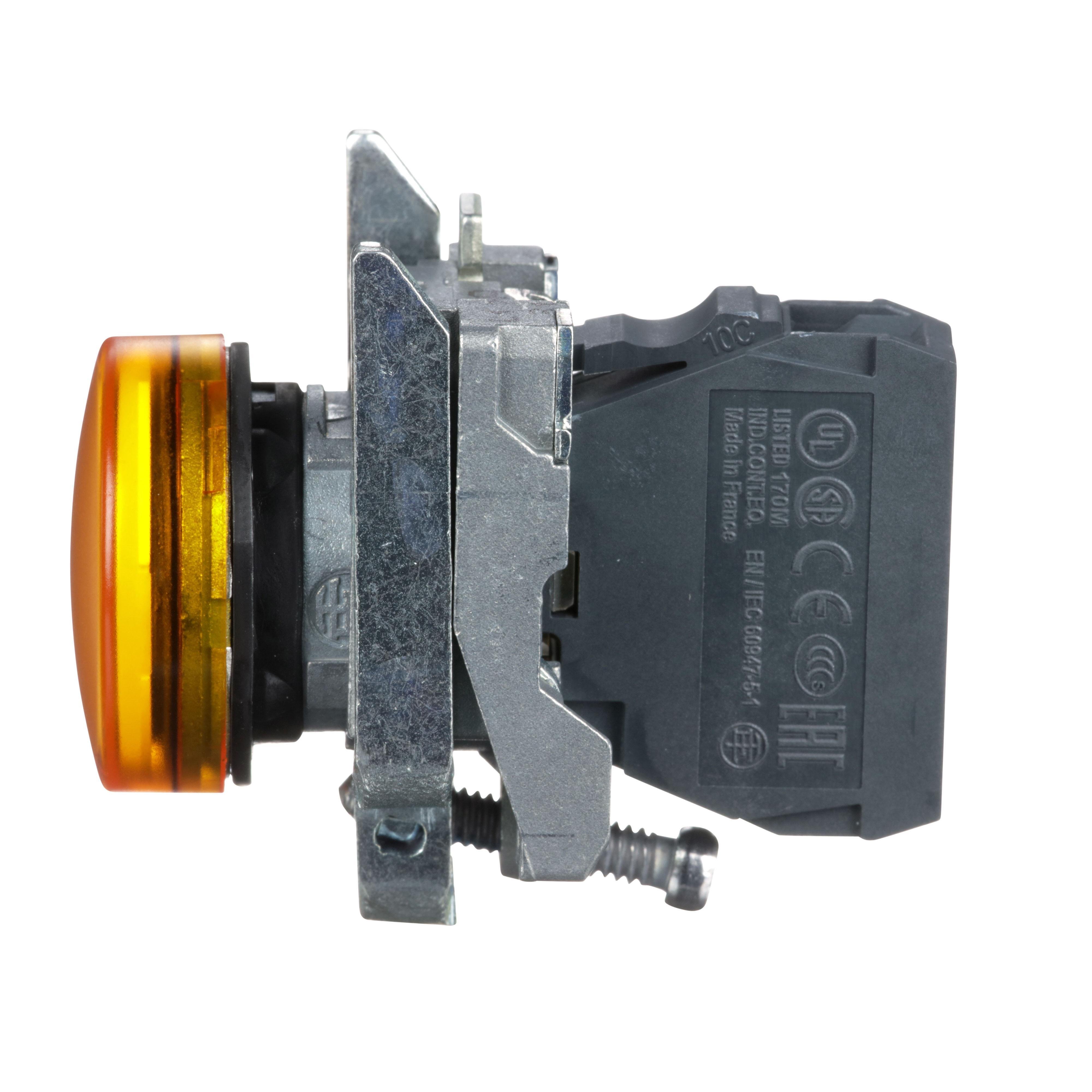 Picture of XB4BVG5 - Pilot light, Harmony XB4,metal, orange, 22mm, universal LED, plain lens, 110…120V AC