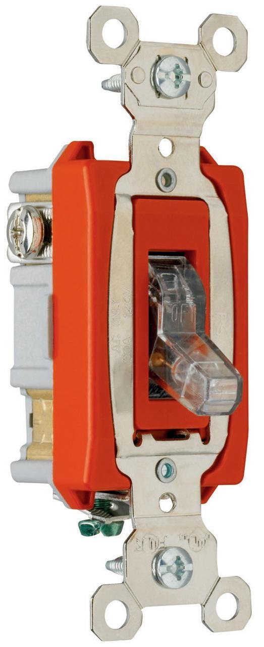 PS20AC1-CPL - Industrial Extra Heavy Duty Specification Grade Switch, Lighted When On, Back and Side Wire, Clear