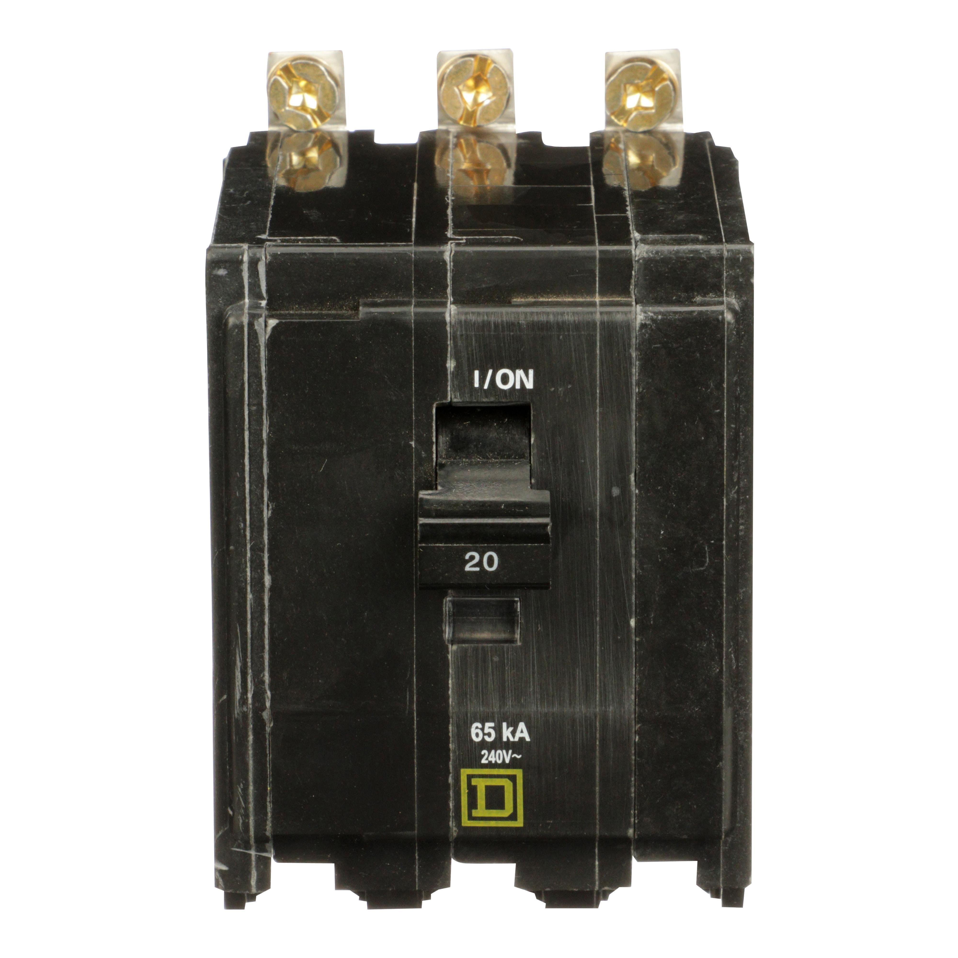 QHB320 - Mini circuit breaker, QO, 20A, 3 pole, 120/240VAC, 65kA, bolt on