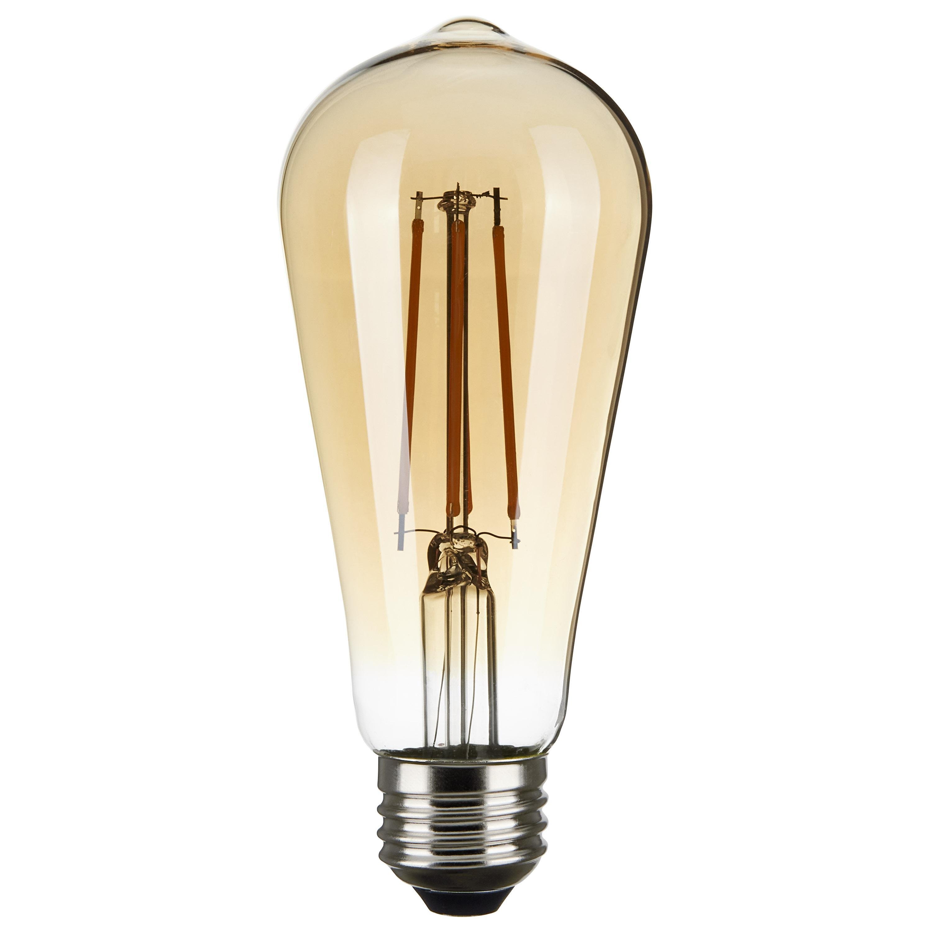 S9579 - 7 Watt ST19 LED - Transparent Amber - Medium base - 2000K - 650 Lumens - 120 Volt