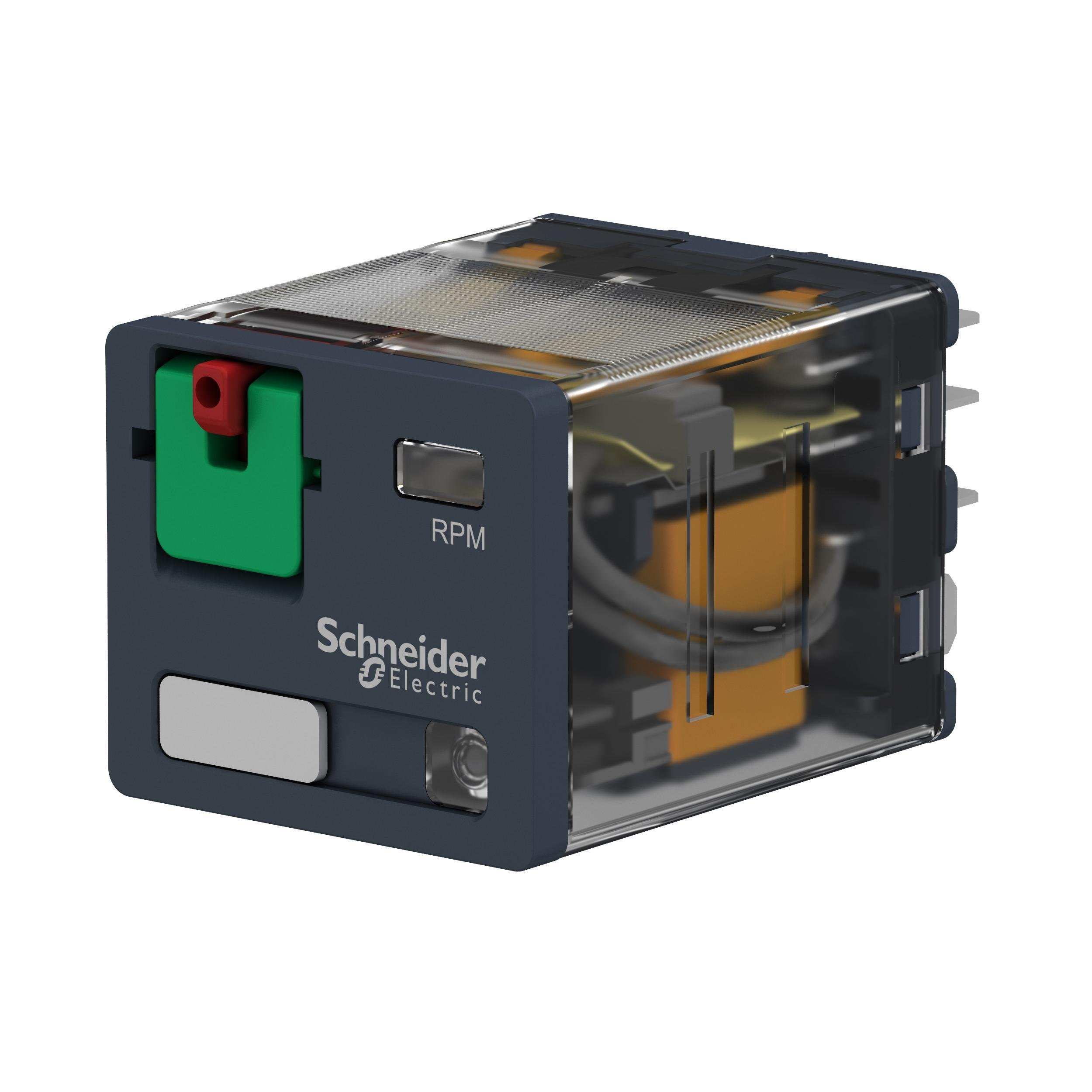 RPM32F7 - plug-in relay, Harmony electromechanical relays, 15A, 3CO, with LED, lockable test button, 120V AC