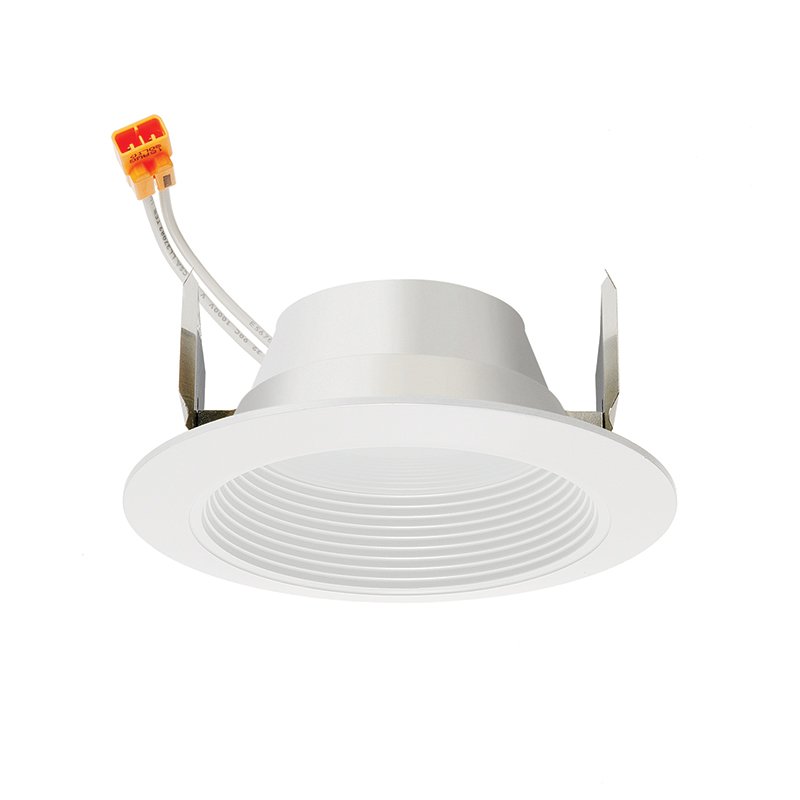 4RLD G3 06LM 27K 90CRI 120 FRPC WWH M6 - 4" Juno Basics Retrofit Adjustable, Generation 3, 600 Nominal Lumens, 2700K, 90+ CRI, 120V, Forward/Reverse Phase Cut, White, White Trim Ring