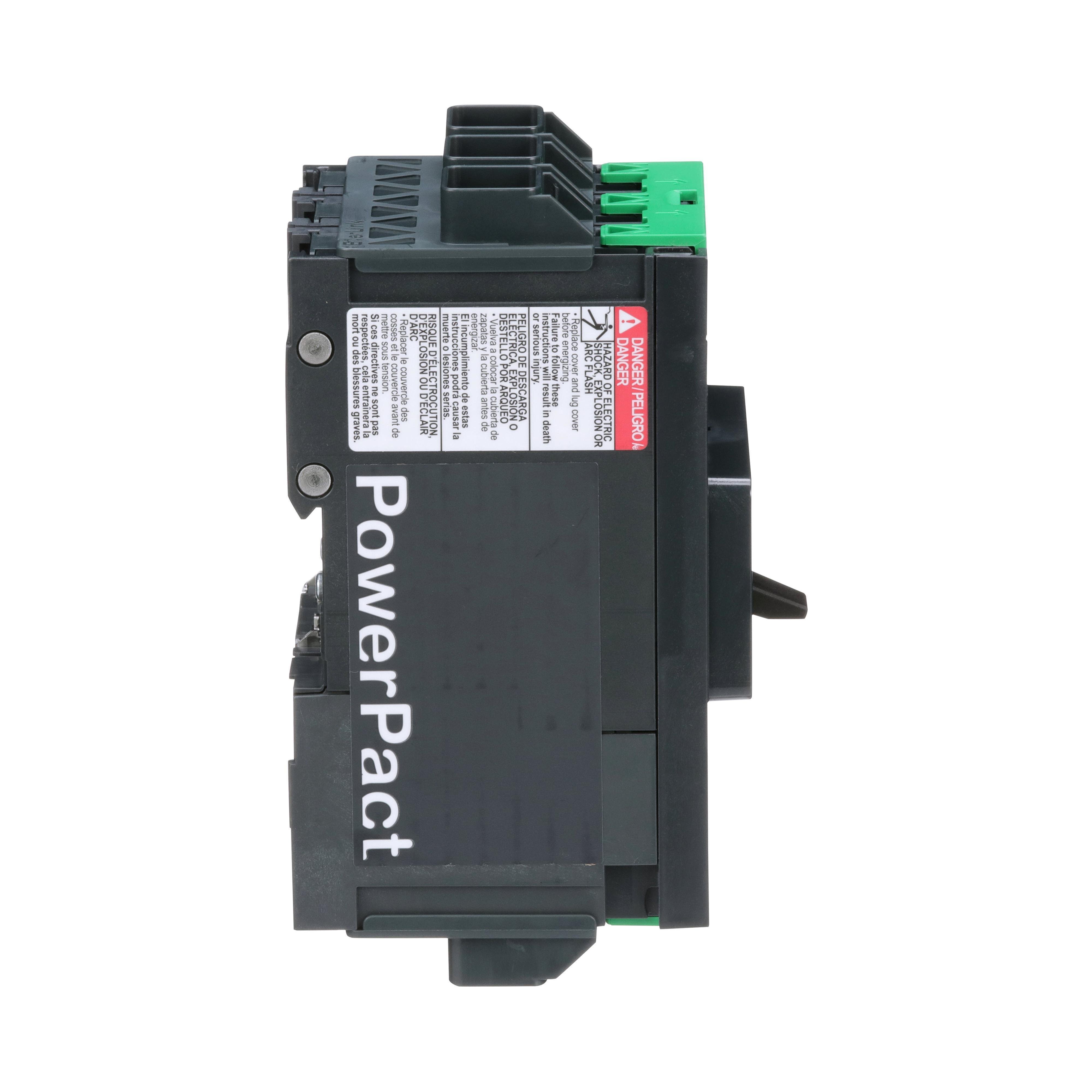 Picture of BDL36040 - Circuit breaker, PowerPacT B, 40A, 3 pole, 600Y/347VAC, 14kA, lugs, thermal magnetic, 80%