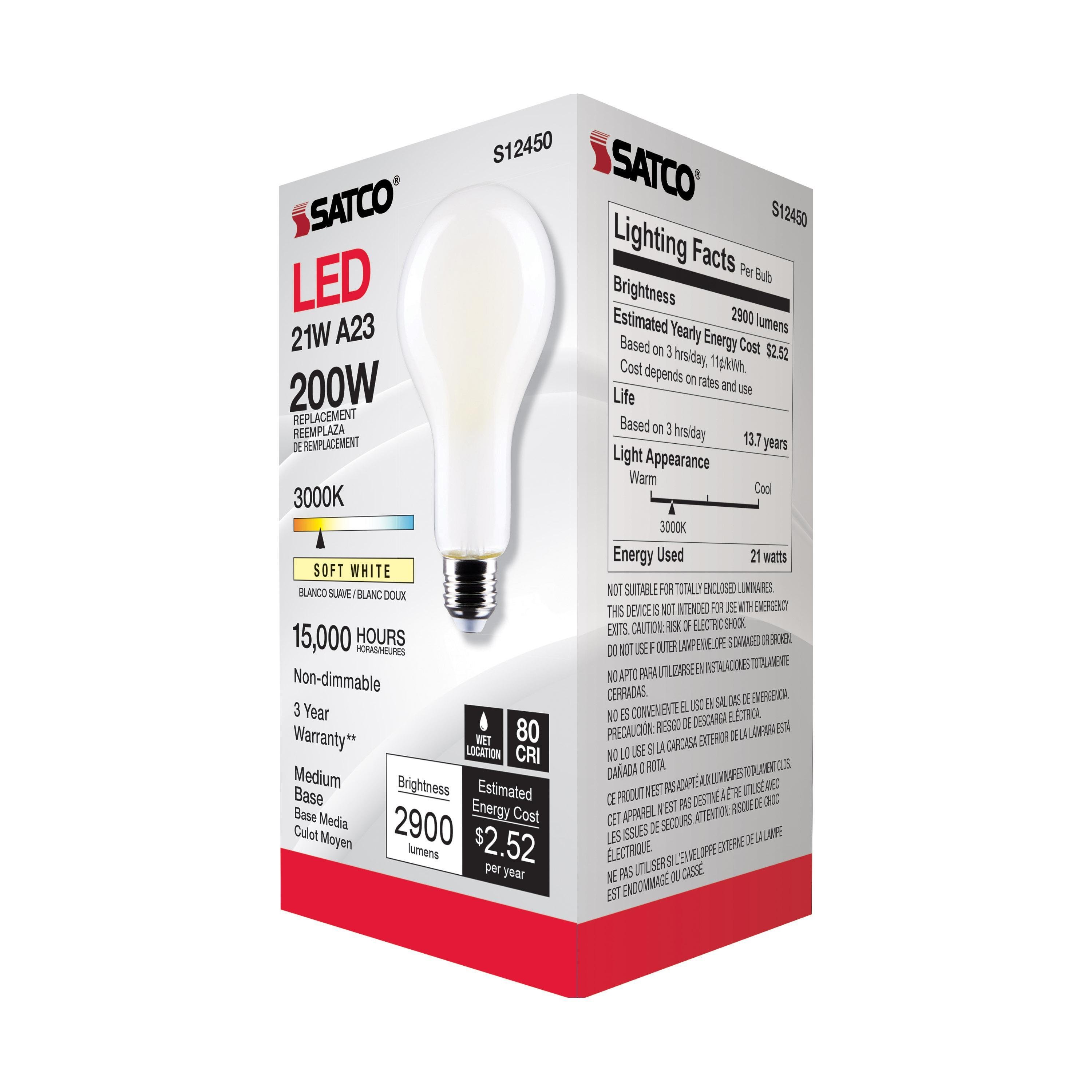 Picture of S12450 - 21 Watt - A23 LED - Frost Finish - Medium base - 3000K - 120 Volt