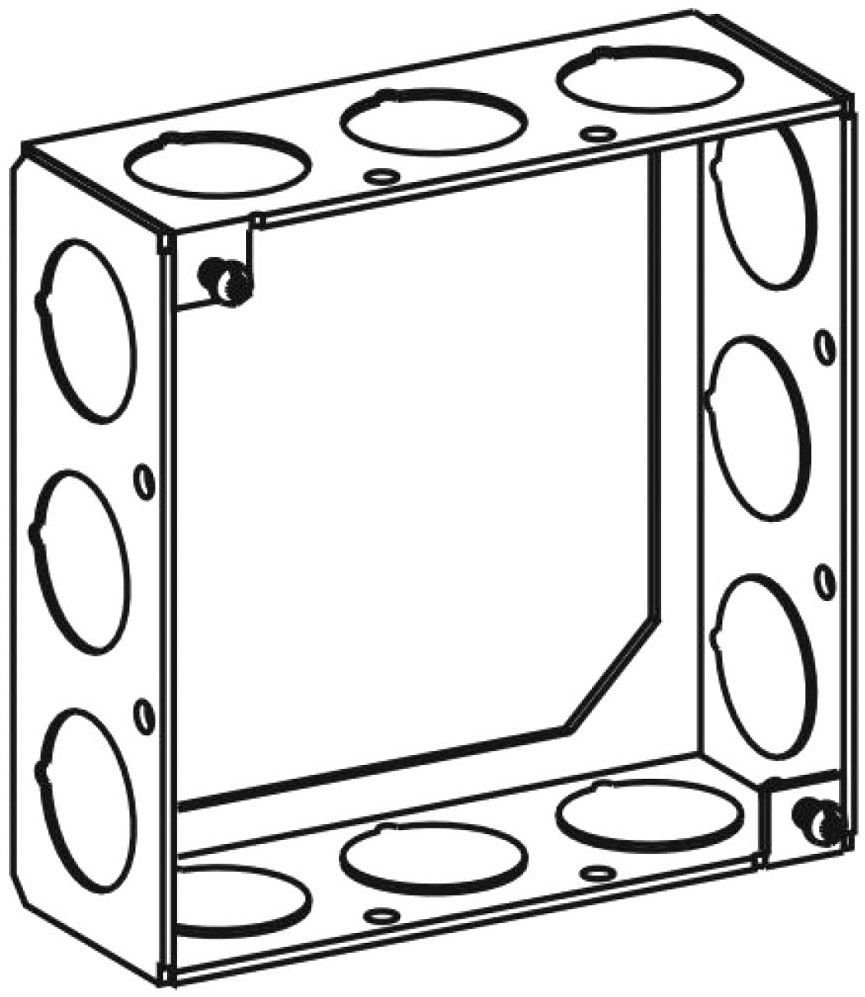 4SB-50-EXT - 1-1/2" DEEP, 4" SQUARE (4S) EXTENSION RING WELDED WITH 1/2" KO