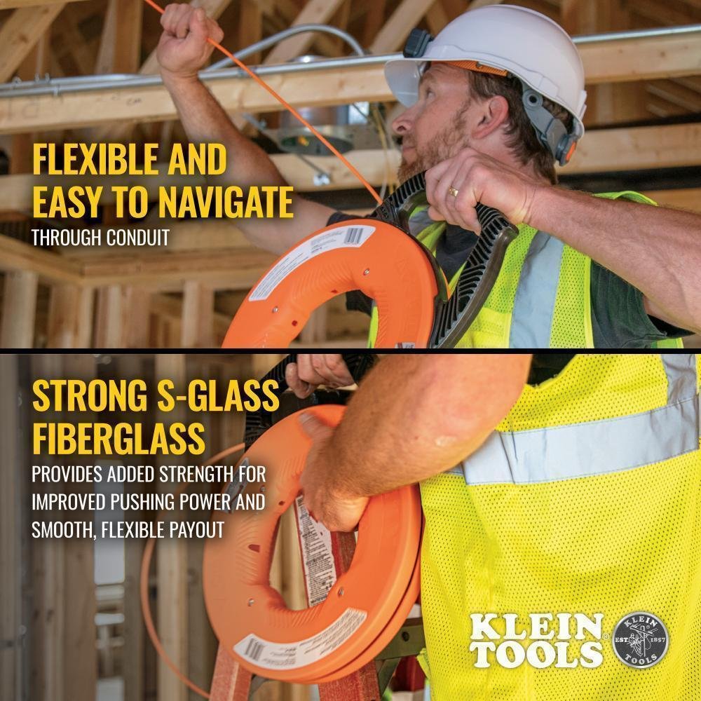 Picture of 56380 - Multi-Groove Fiberglass Fish Tape with Spiral Steel Leader, 100-Foot