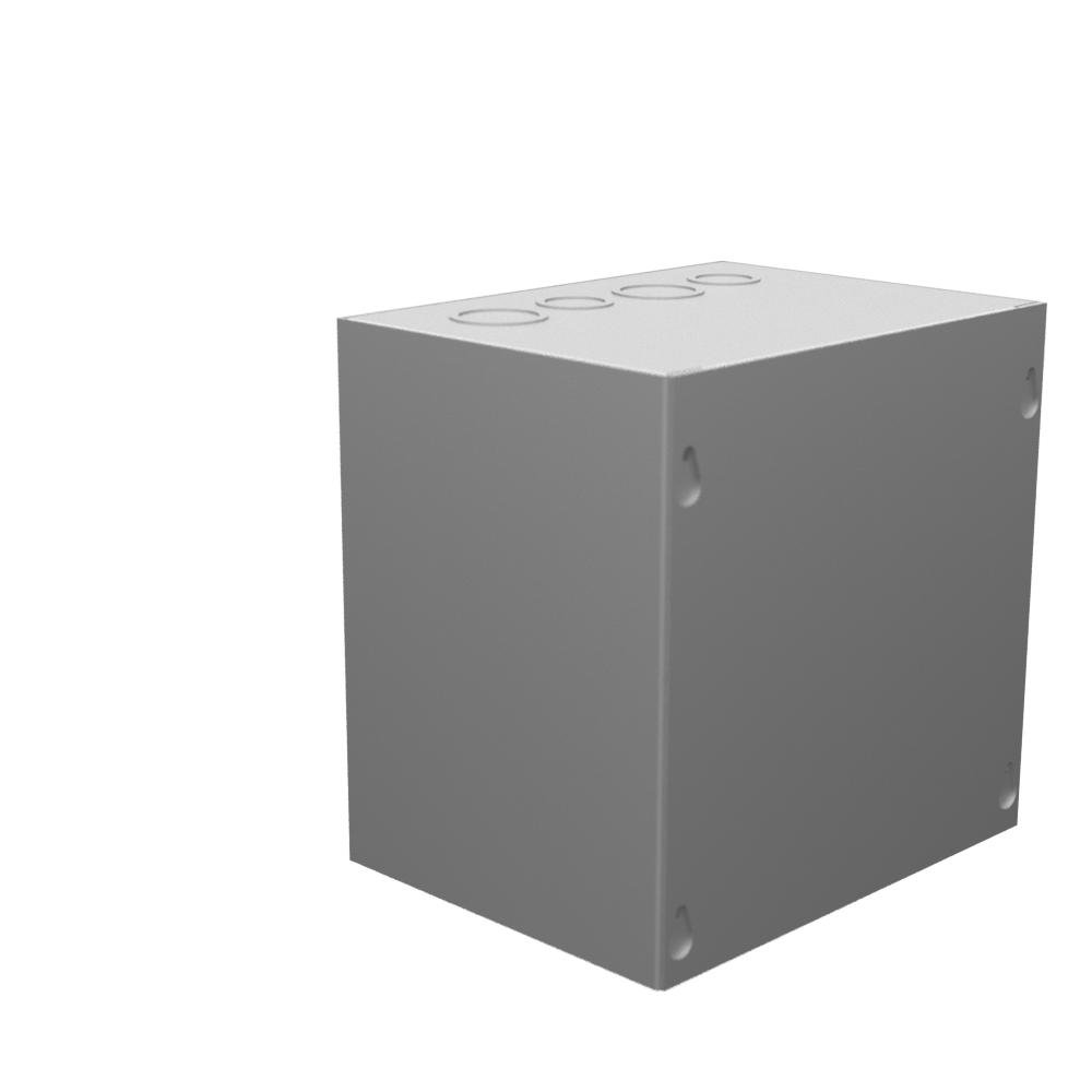 Picture of 886-SC1-NP - 8x6x8 Screw Cover Type 1 UL Listed Steel Knockouts No Paint Cover With Teardrop Slots Mounting Holes In Back