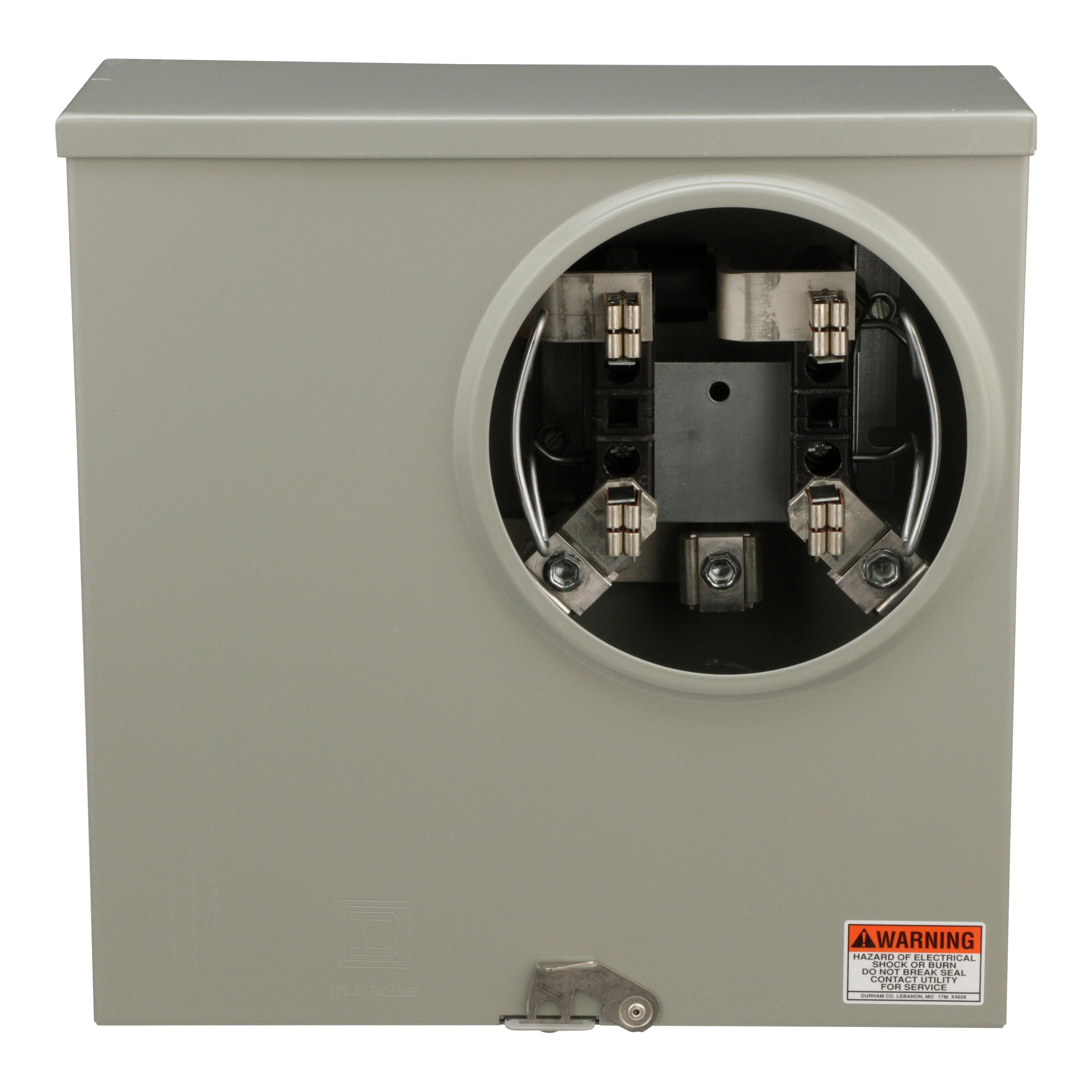 UTRS223A - Meter socket, ringless socket, no bypass, 200 A,600VAC, 1 phase,  4 jaws, no jaw release, UG