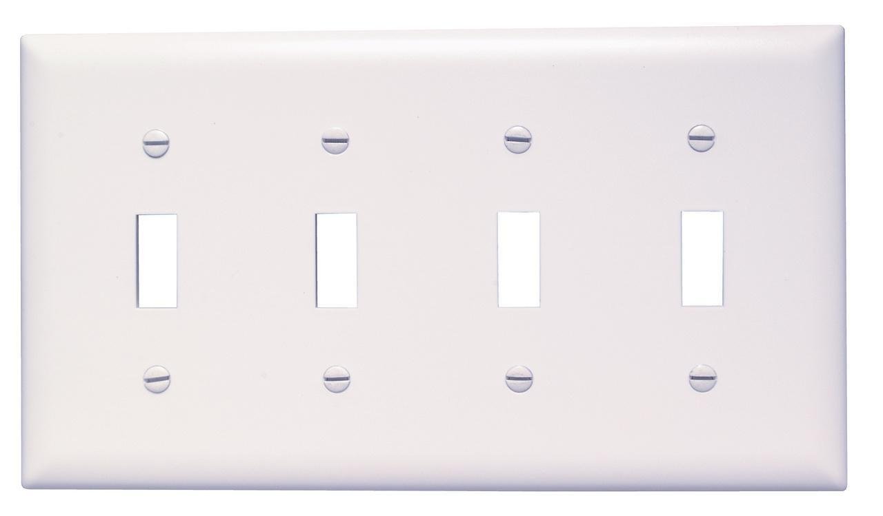 TP4-W - TradeMaster® 4-Gang Nylon Wall Plate, 4 Toggle Switch Openings, White