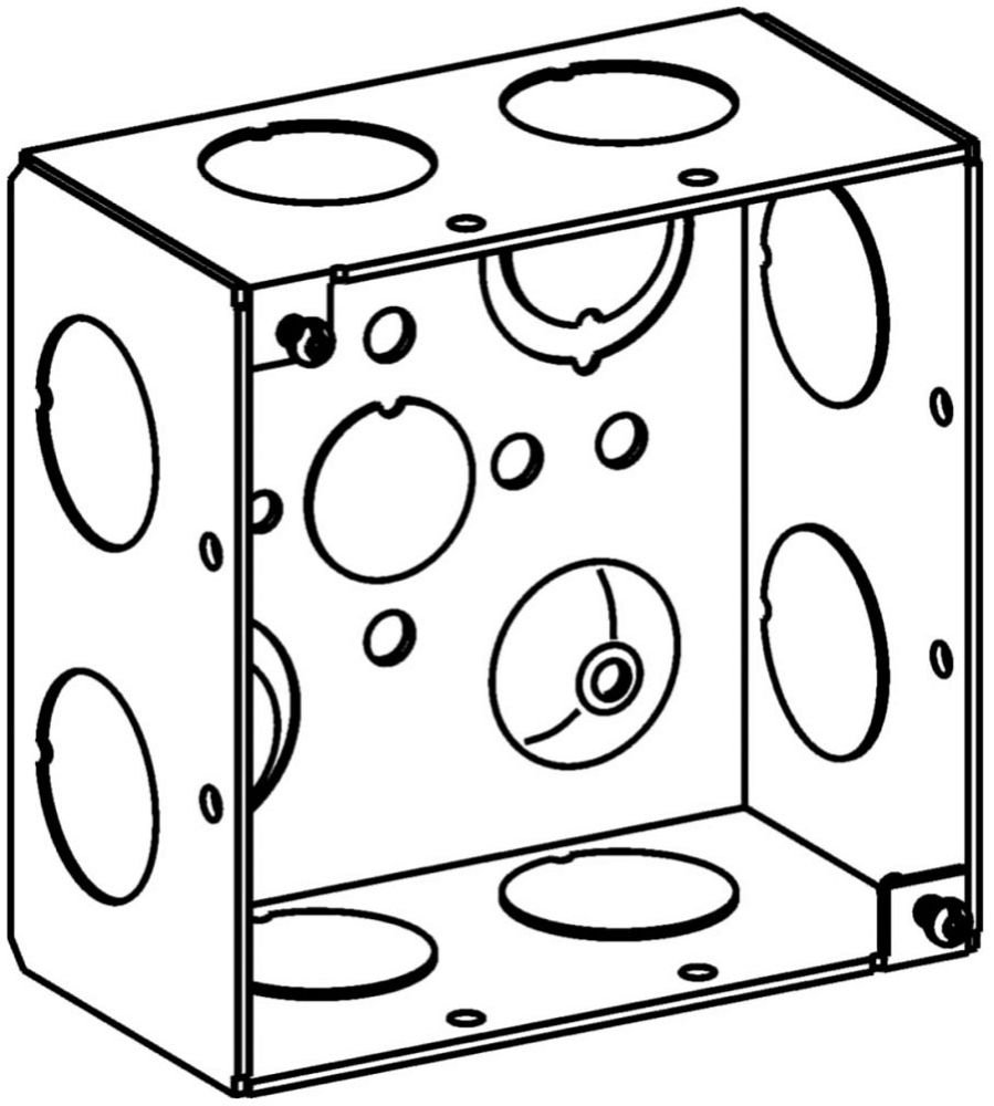 4SDB-75 - 2-1/8" DEEP, 4" SQUARE (4S) DEEP BOX WELDED WITH 3/4" KO