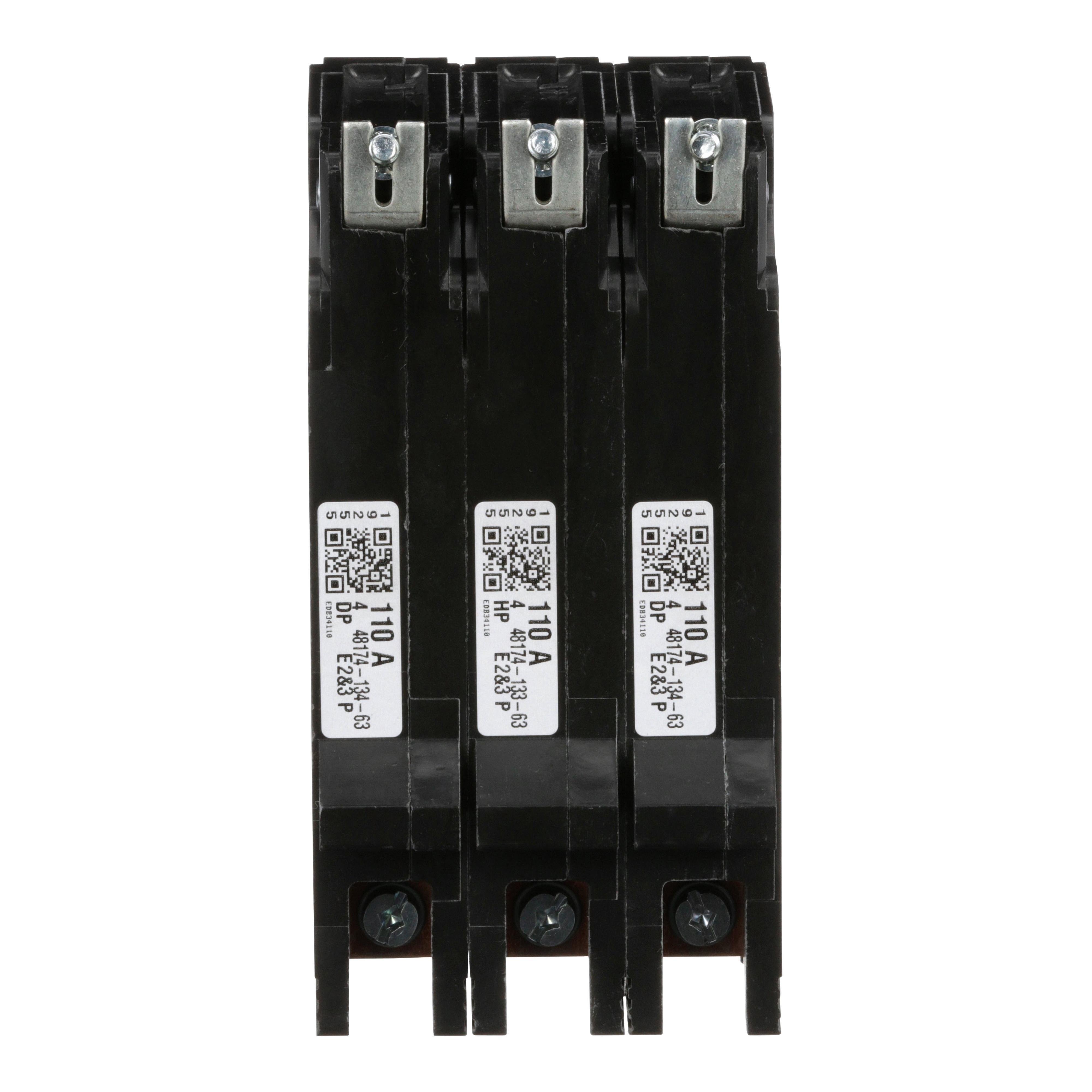 Picture of EDB34110 - Mini circuit breaker, E-Frame, 110A, 3 pole, 480Y/277VAC, 25kA max, bolt on [TAA]