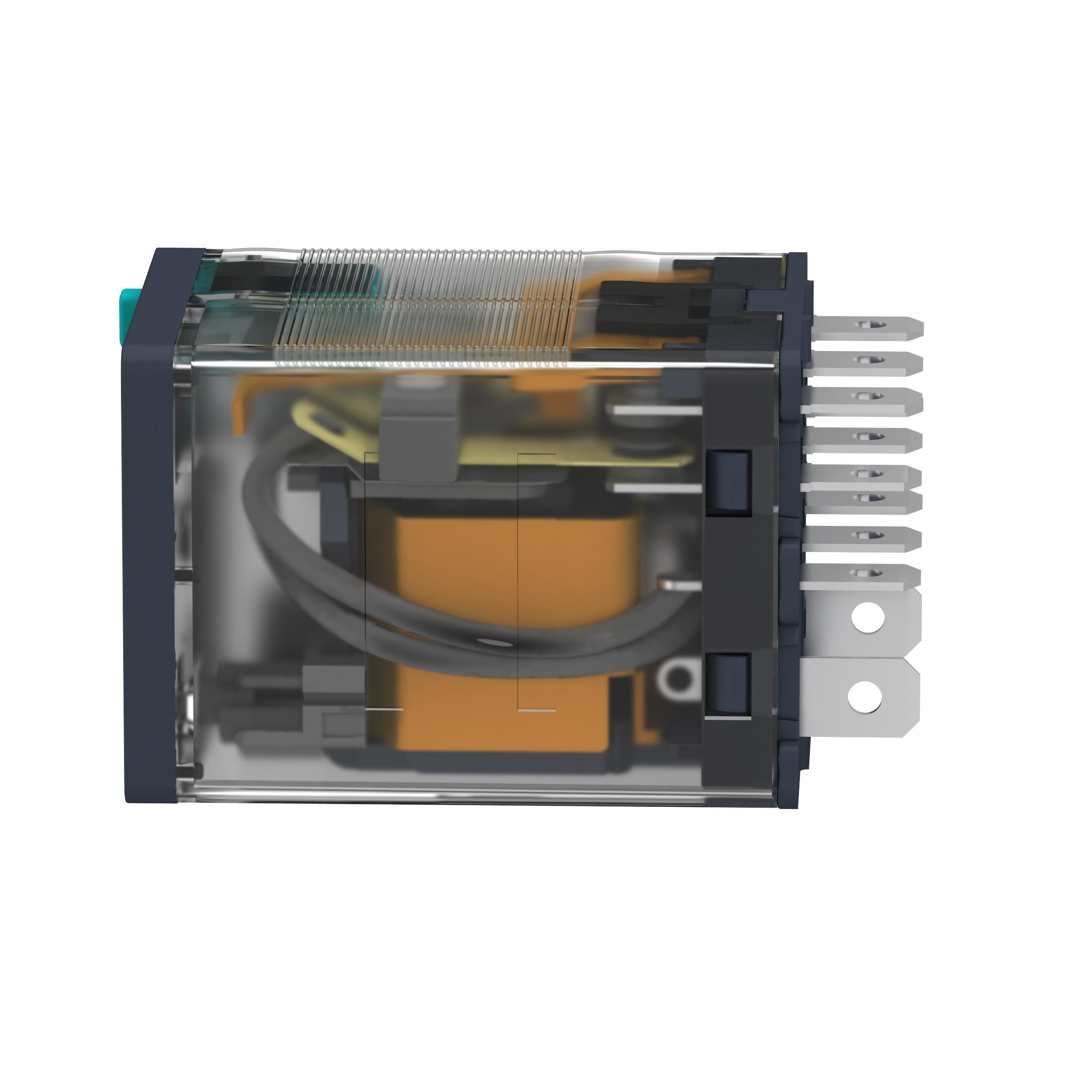 Picture of RPM32BD - plug-in relay, Harmony electromechanical relays, 15A, 3CO, with LED, lockable test button, 24V DC