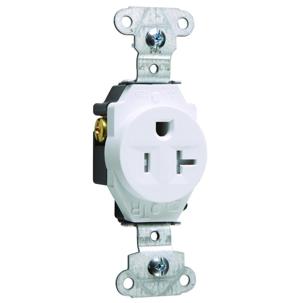 TR5351W - 20A 125V Construction Spec-Grade Tamper-Resistant Single Receptacle, Back and Side Wire, White