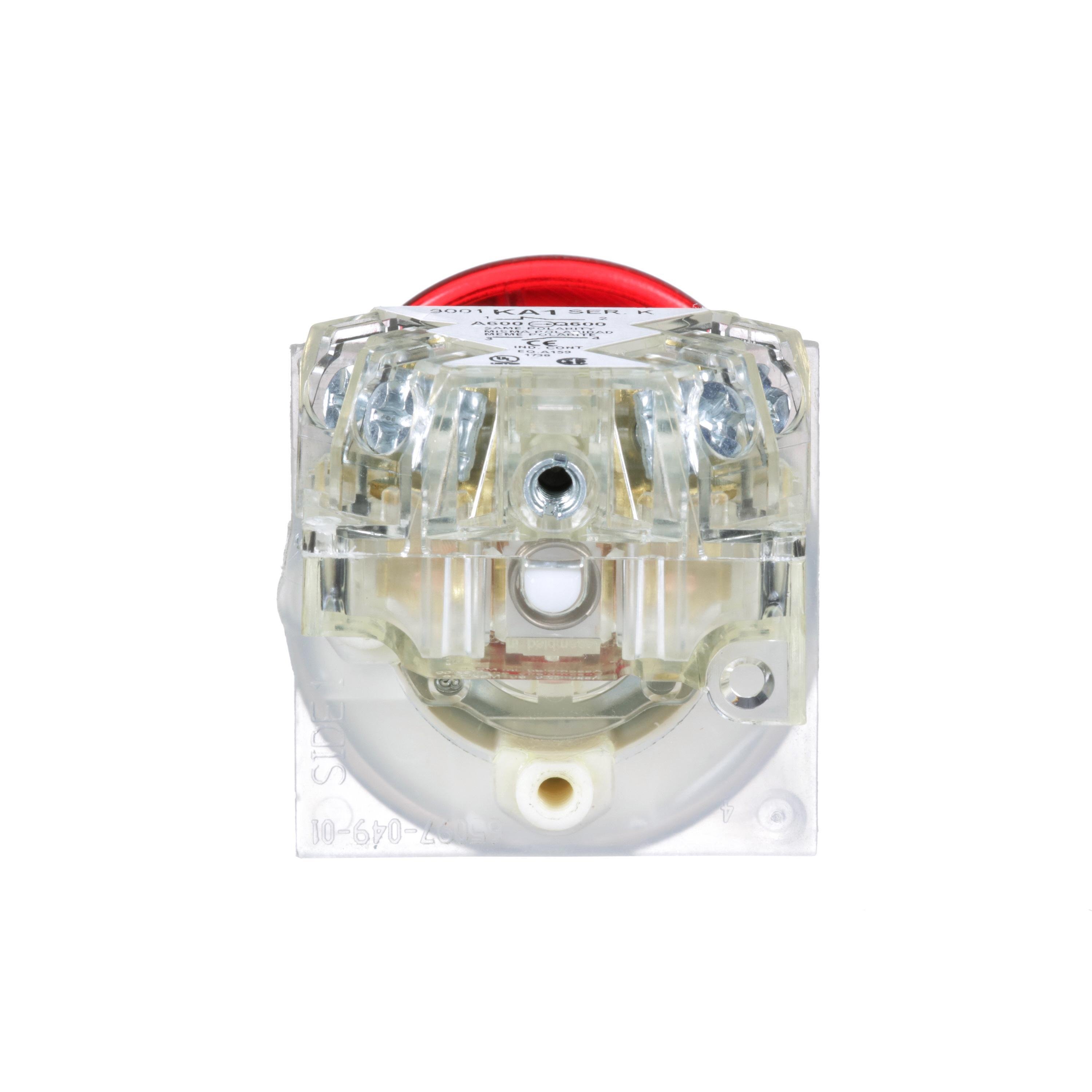 Picture of 9001SKR9RH13 - 30mm Push Button, Type SK, push pull operator, red mushroom cap, 1 NO and 1 NC