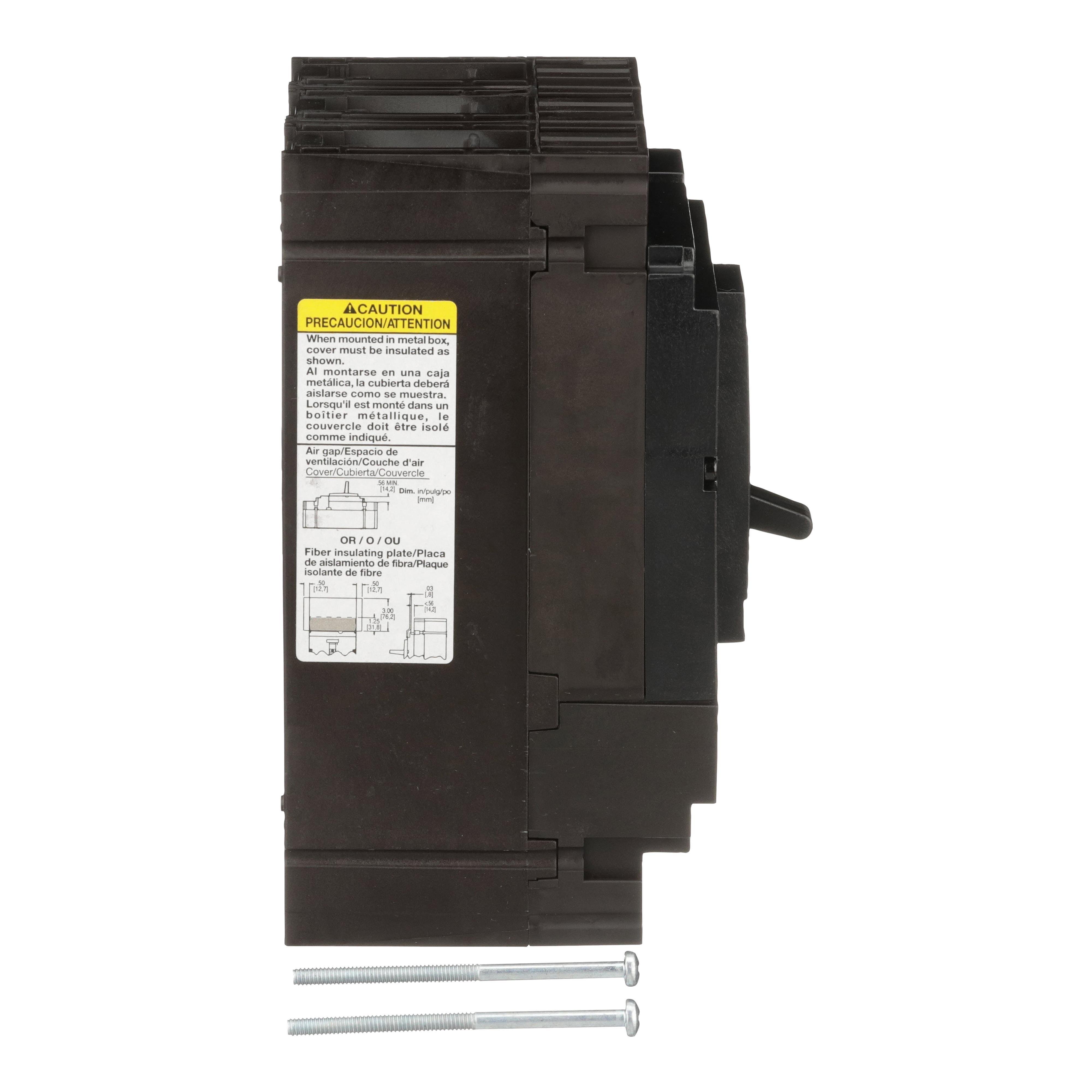 Picture of HDL36025 - Circuit breaker, PowerPacT H, 25A, 3 pole, 600VAC, 14kA, lugs, thermal magnetic, 80%