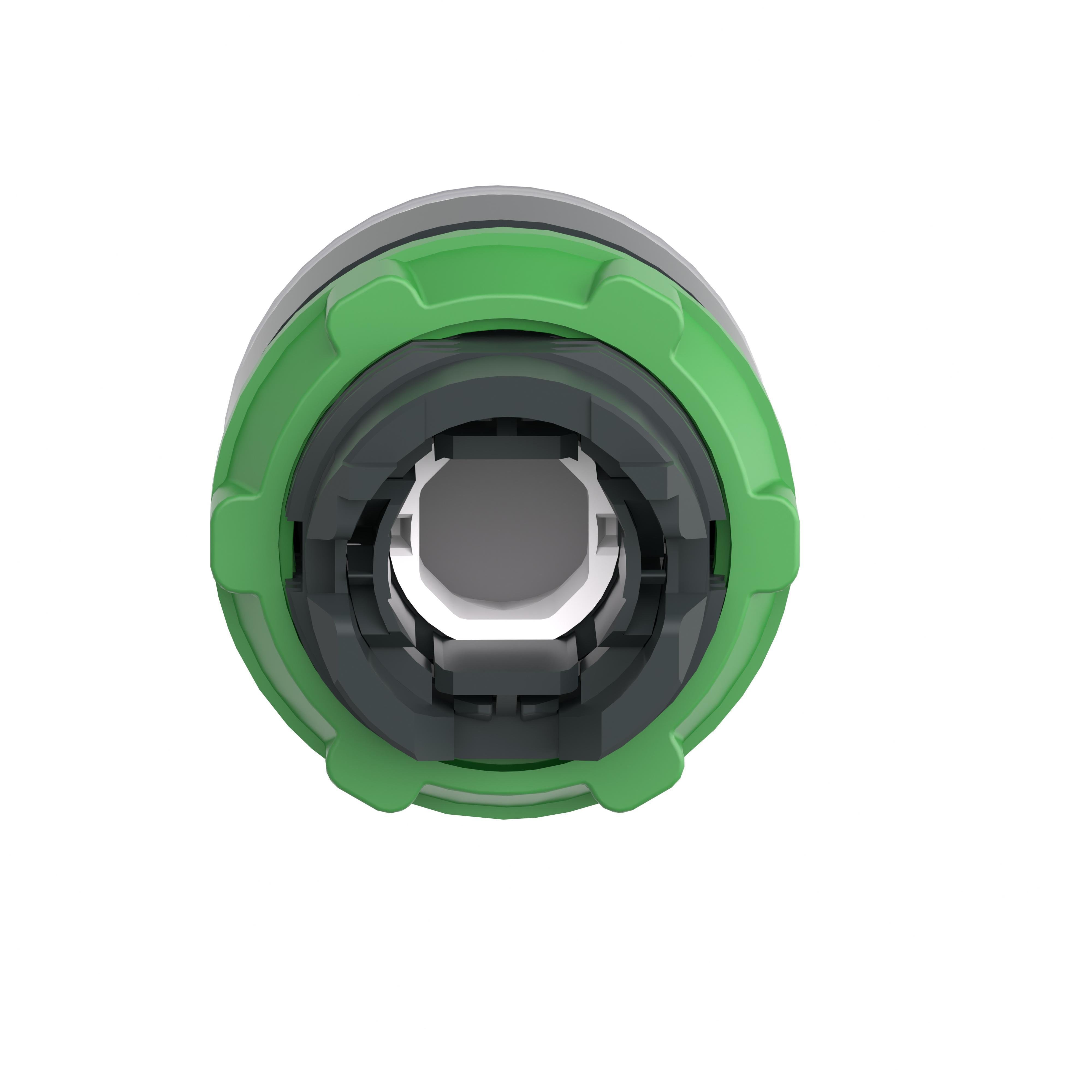 Picture of ZB5AW363 - Head for illuminated push button, Harmony XB5, plastic, blue flush, 22mm, universal LED, spring return, plain lens