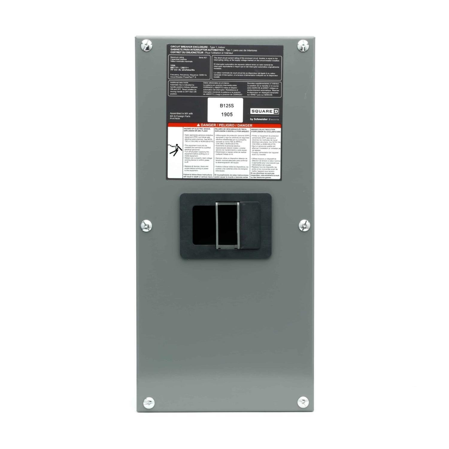 B125S - Circuit breaker enclosure, PowerPacT B, 15A to 100A, NEMA 1, surface mount