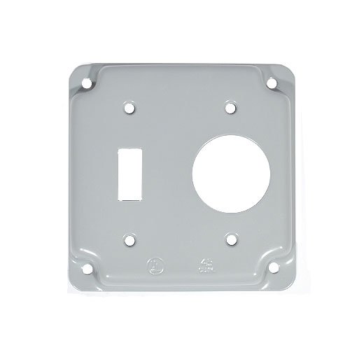 11414 - 4" Square Combo Cover,  1 Toggle 1 Receptacle