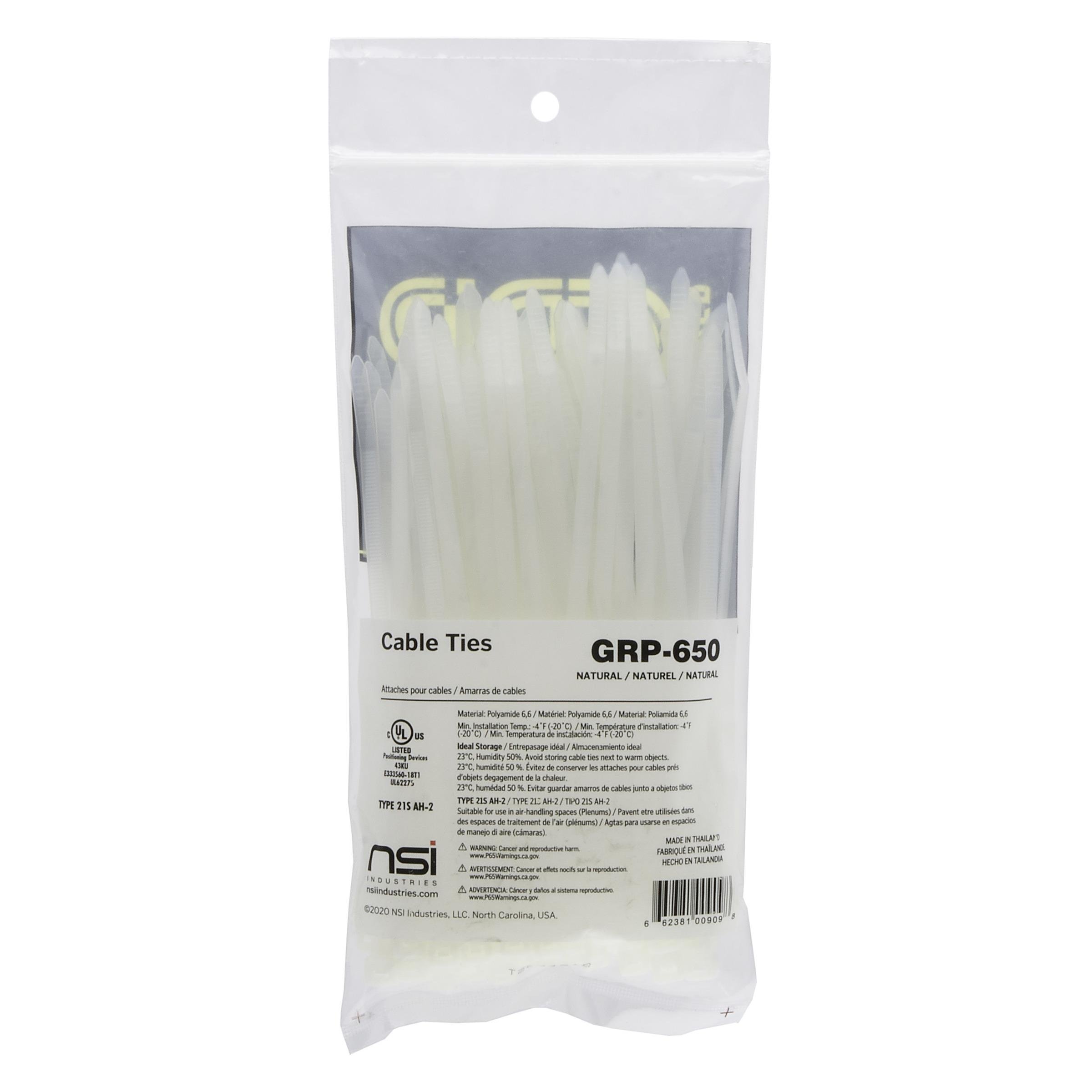 Picture of GRP-650 - 6”, Natural General Purpose 50lb Cable Ties, 100 Pack