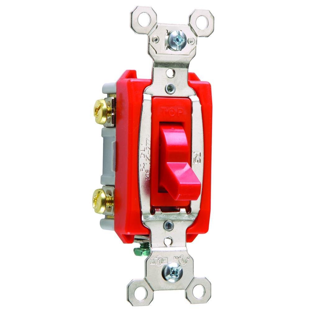 PS20AC2-RPL - Industrial Extra Heavy Duty Specification Grade Switch, Lighted When On, Back and Side Wire, Red