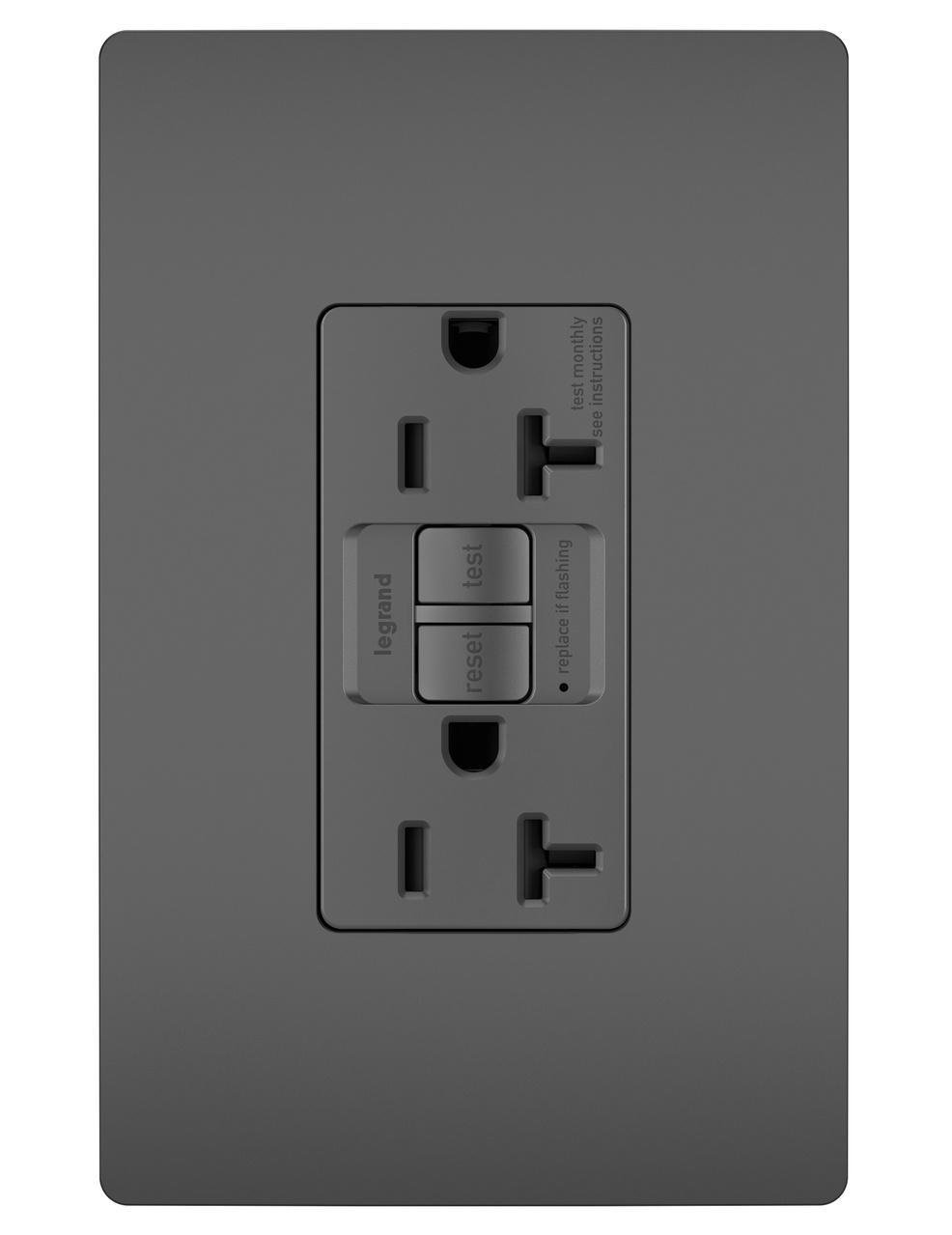 Picture of PT2097-BK - PlugTail® Specification Grade 20A Duplex Self-Test GFCI Receptacles with SafeLock® Protection, Black