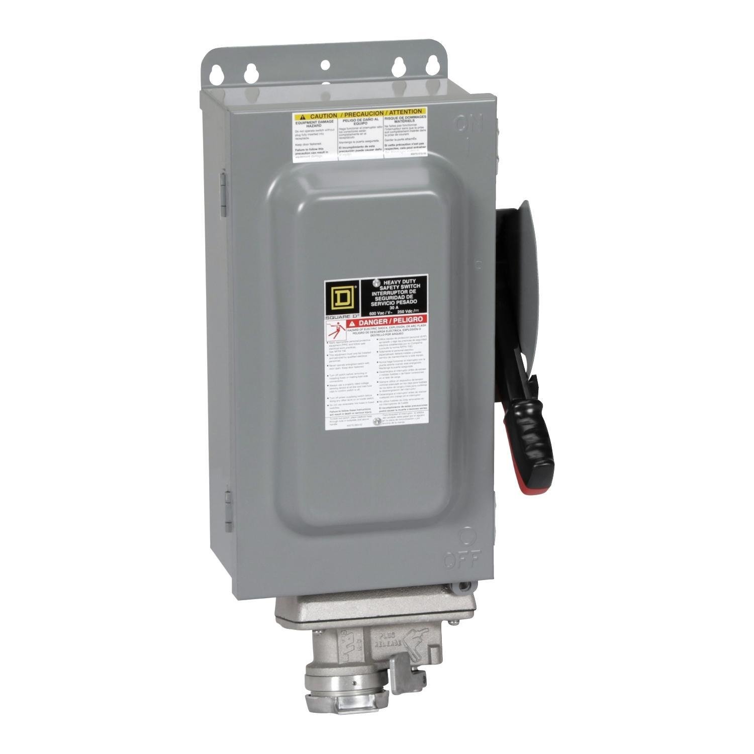 Picture of H361AWC - Safety switch, heavy duty, fusible, 30A, 600VAC/DC, 3 poles, 20HP, NEMA 12K, Crouse-Hinds Arktite