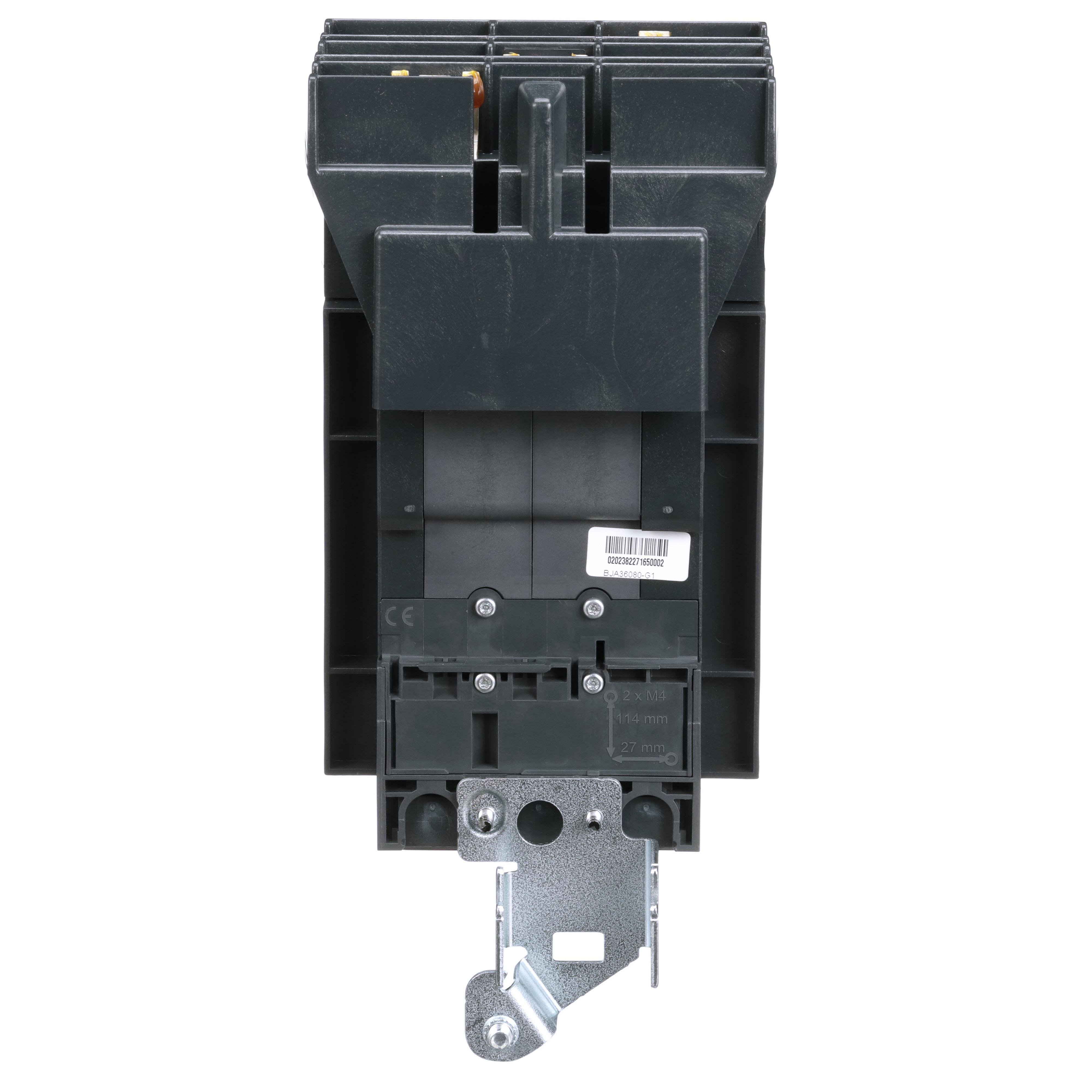 Picture of BJA36080 - Circuit breaker, PowerPacT B, 80A, 3 pole, 600Y/347VAC, 25kA, I-Line, thermal magnetic, 80%, ABC