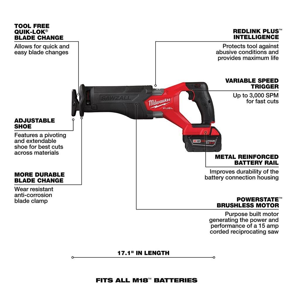 Picture of 2821-22 - M18 FUEL™ SAWZALL® Reciprocating Saw - 2 Battery XC5.0 Kit
