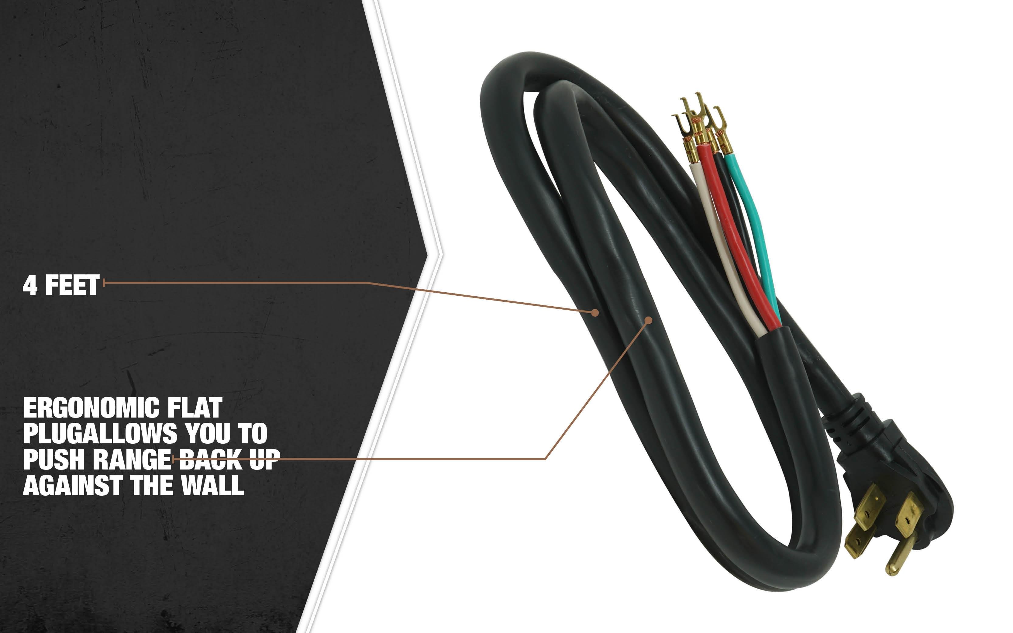 Picture of 90448808 - Southwire 9044SW8808 Range Replacement Cord - 6/2-8/2 50-AmpRound SRDT 4-Wire 4' with NEMA 14-50 Plug - Black