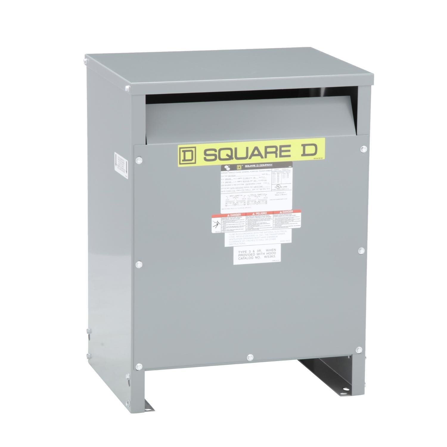 EE15S3H - Transformer, dry type, DOE 2016, 15kVA, 1 phase, 240x480V primary, 120/240V secondary, 17D, 150C rise