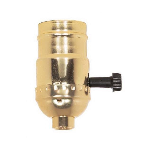 90/421 - 3 Terminal (2 Circuit) Turn Knob Socket With Removable Knobs - 1/8 IPS - Aluminum - Brite Gilt Finish - 250W - 250V - 250 Master